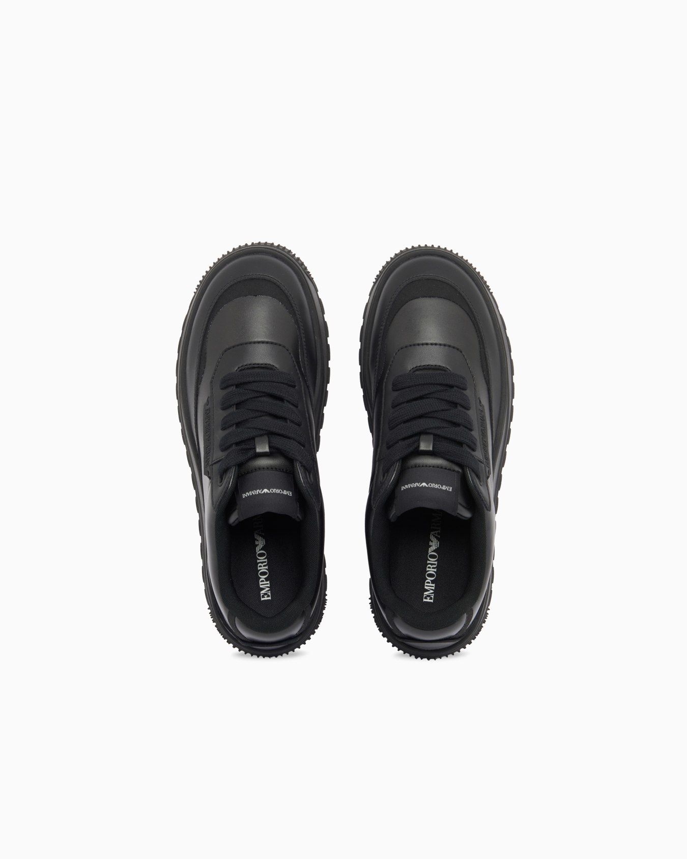Smooth leather lace-up sneakers with a textured rubber sole Slide 2