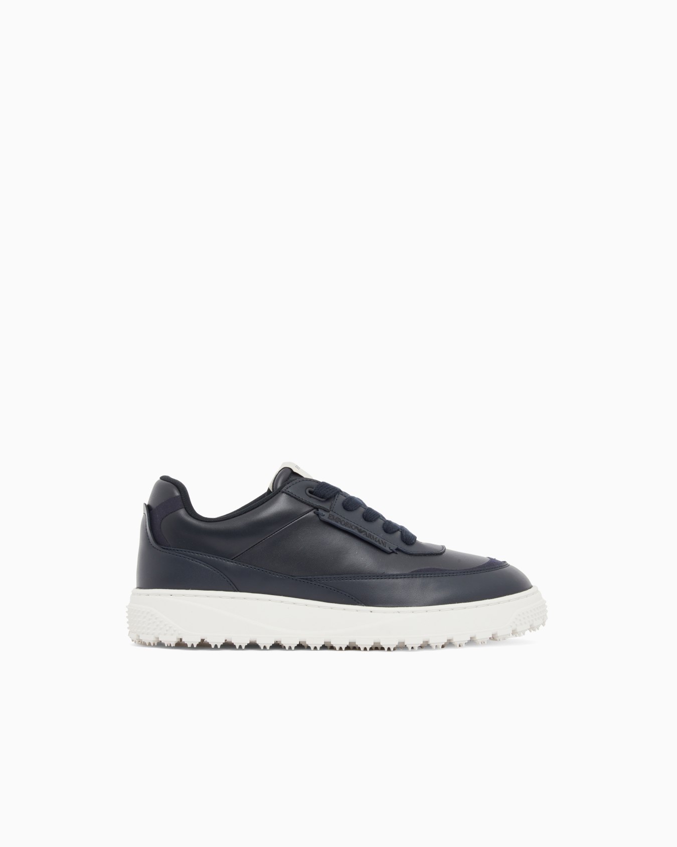 Smooth leather lace-up sneakers with a textured rubber sole 슬라이드 0
