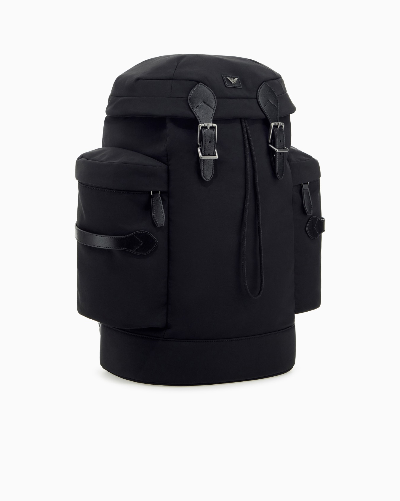 Backpack with side pockets and a top flap with metal buckles Slide 1