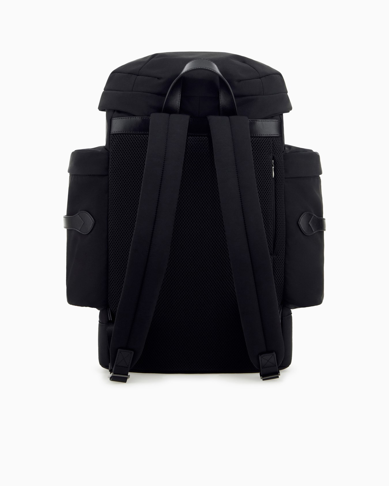 Backpack with side pockets and a top flap with metal buckles Slide 2