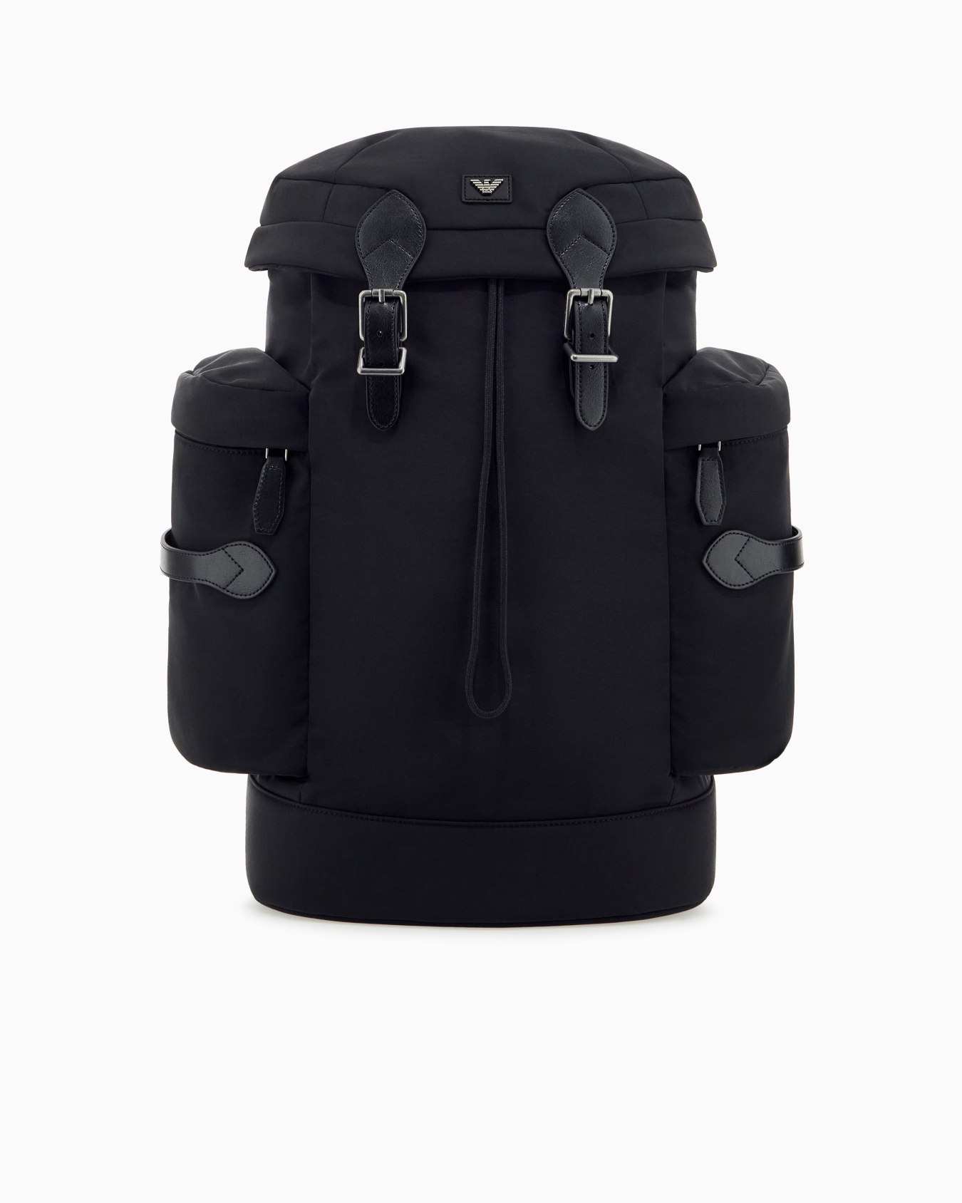Backpack with side pockets and a top flap with metal buckles Slide 0