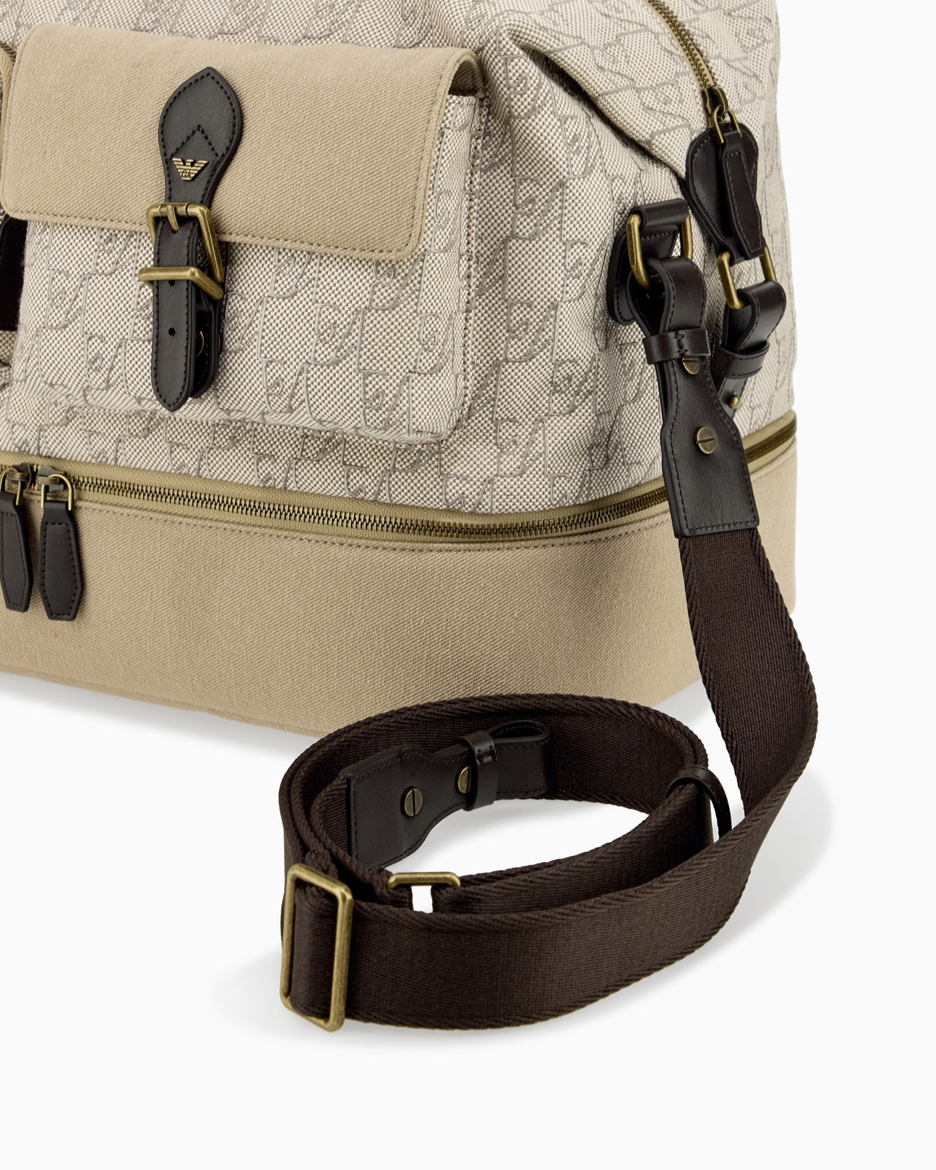 Holdall with monogram front pockets and bottom compartment Slide 4