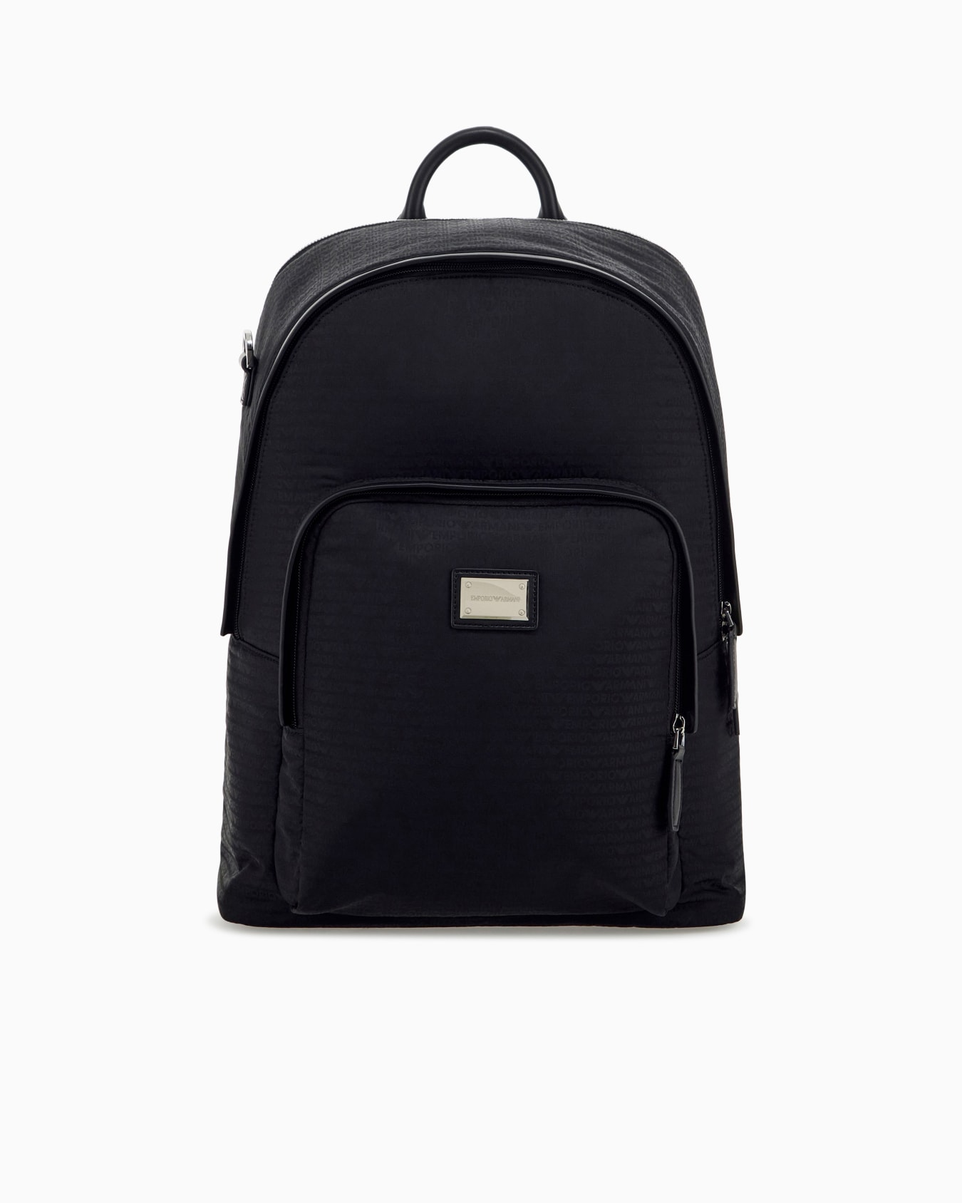 Backpack with a front zip pocket and a metal logo plaque Slide 0