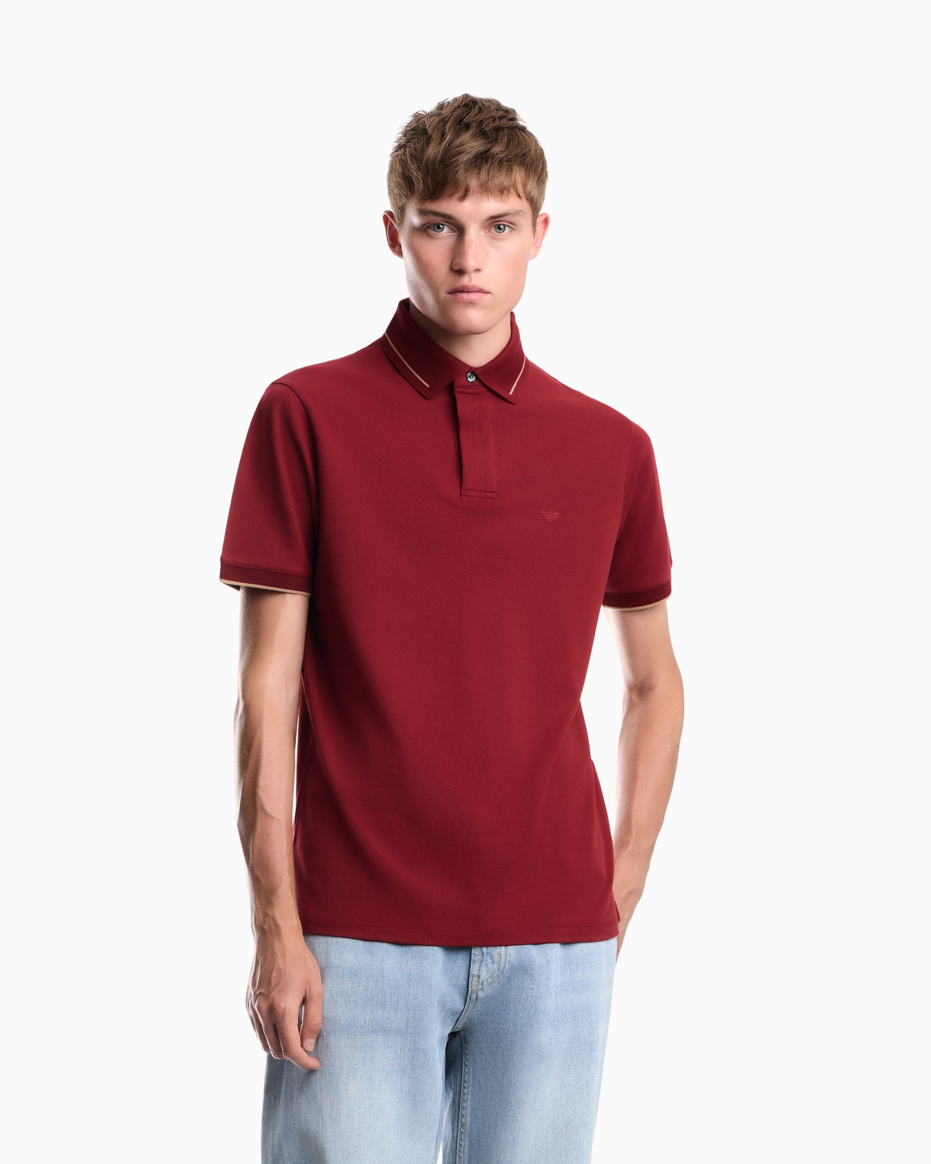 Polo shirt with regular fit in cotton pique Slide 3