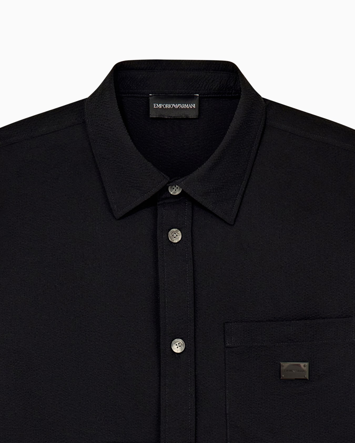 Seersucker shirt with down padding and rib details Slide 2