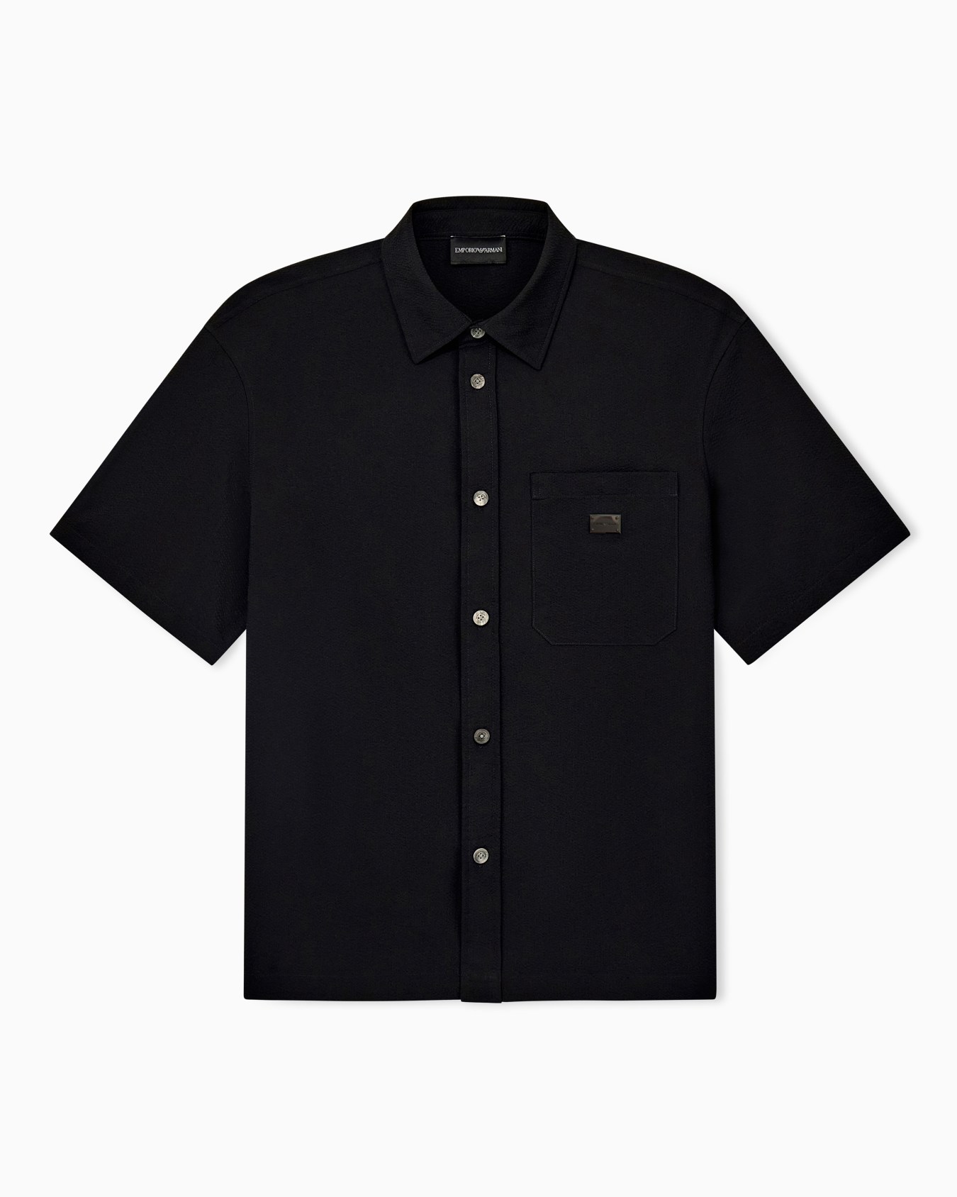 Seersucker shirt with down padding and rib details Slide 0