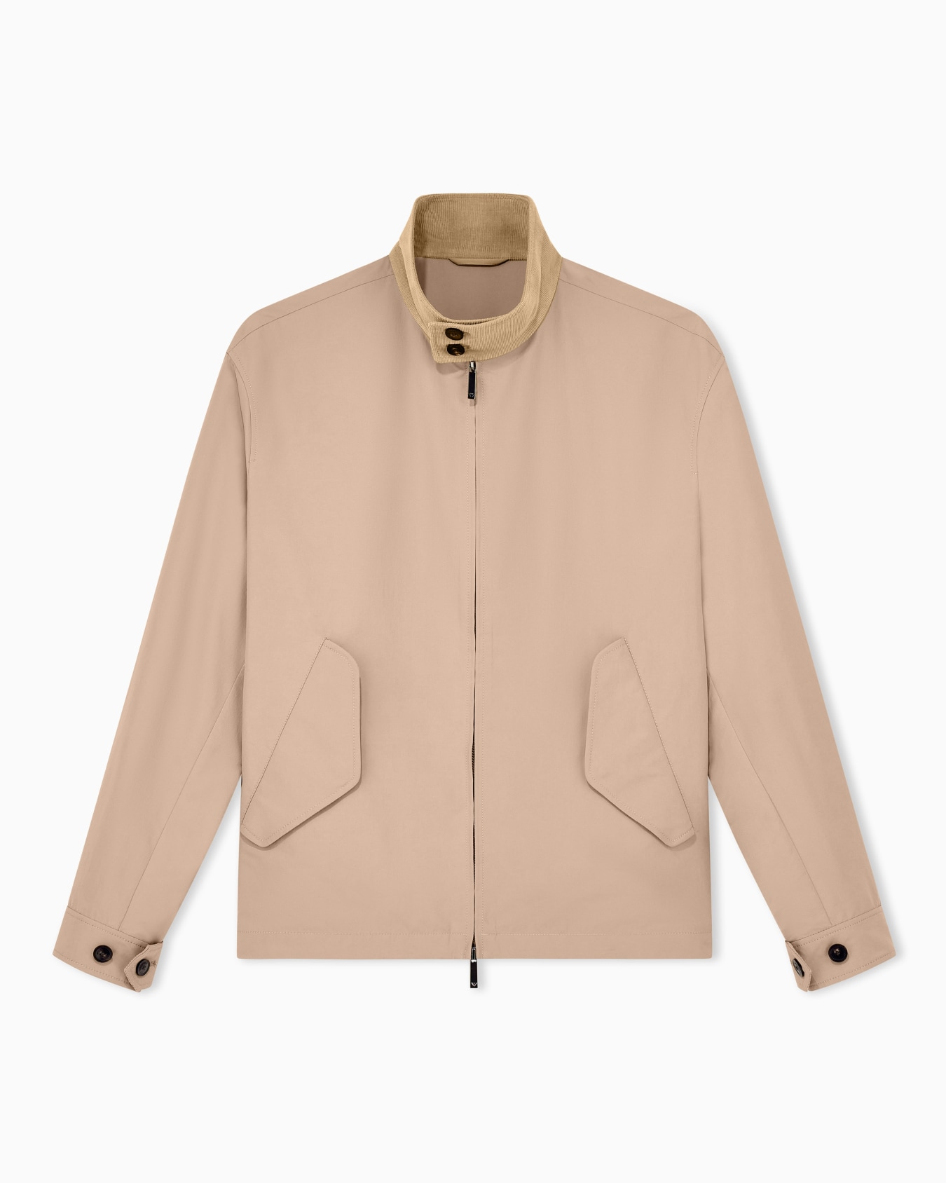Regular fit blouson jacket in plain fabric with cotton Slide 0