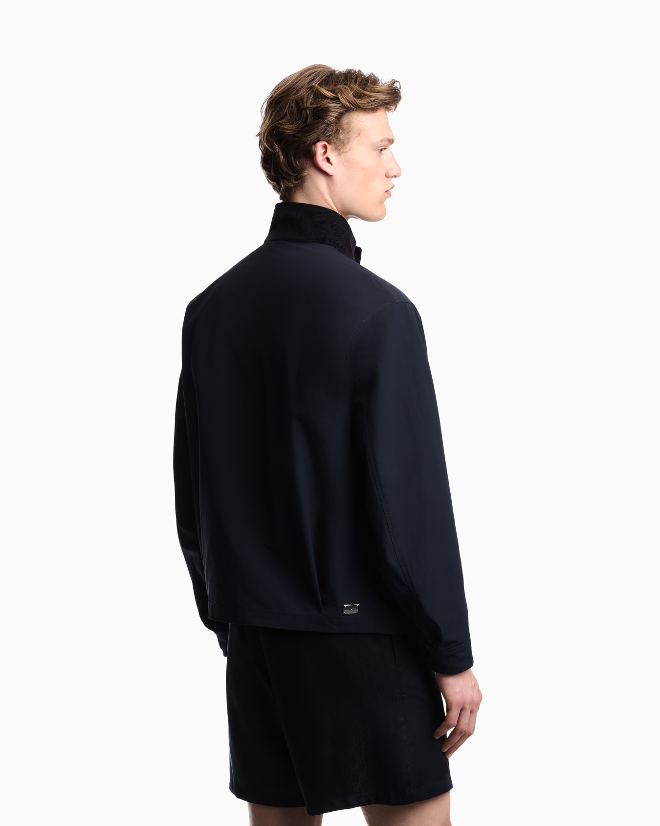 Regular fit blouson jacket in plain fabric with cotton Slide 5