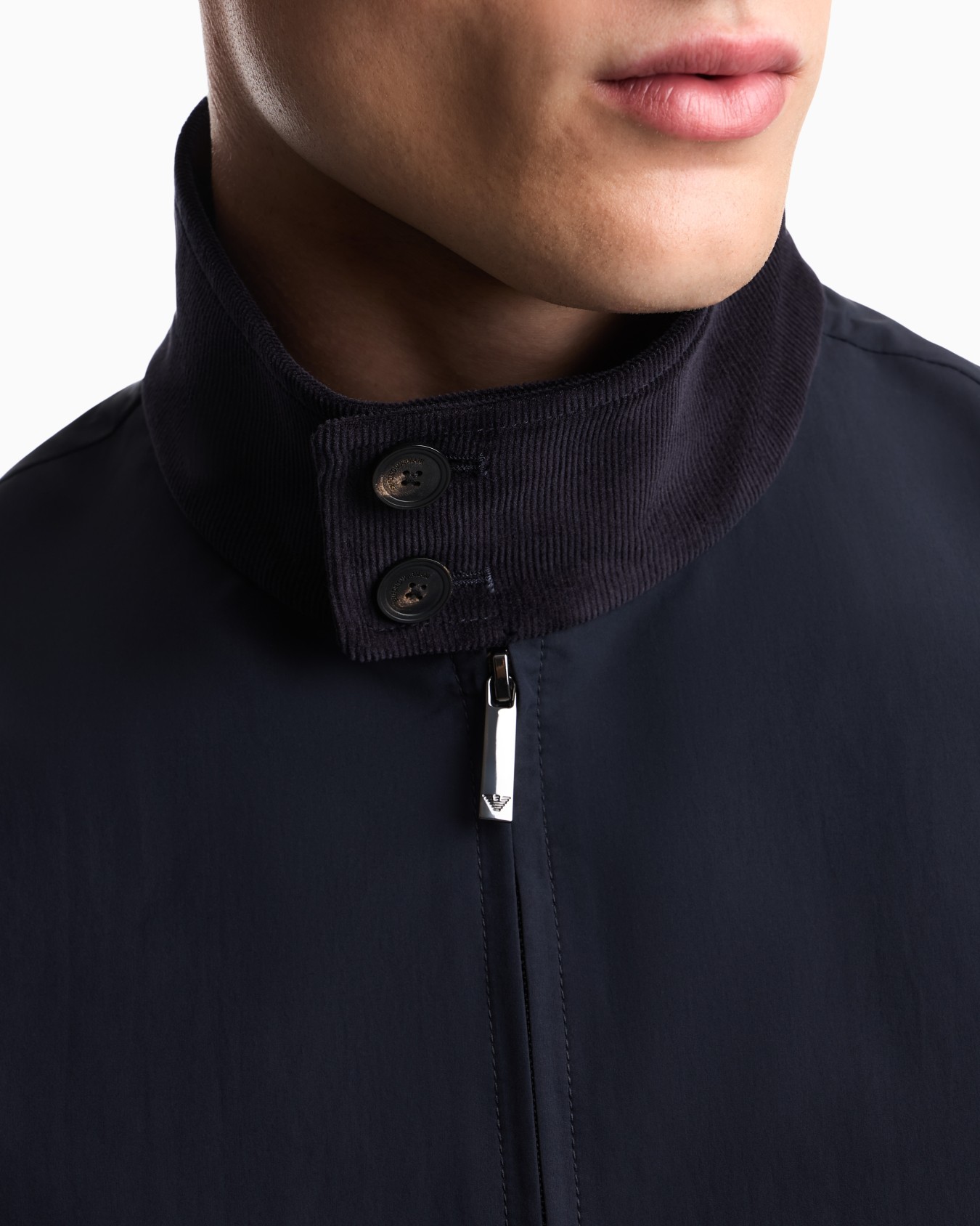 Regular fit blouson jacket in plain fabric with cotton Slide 6