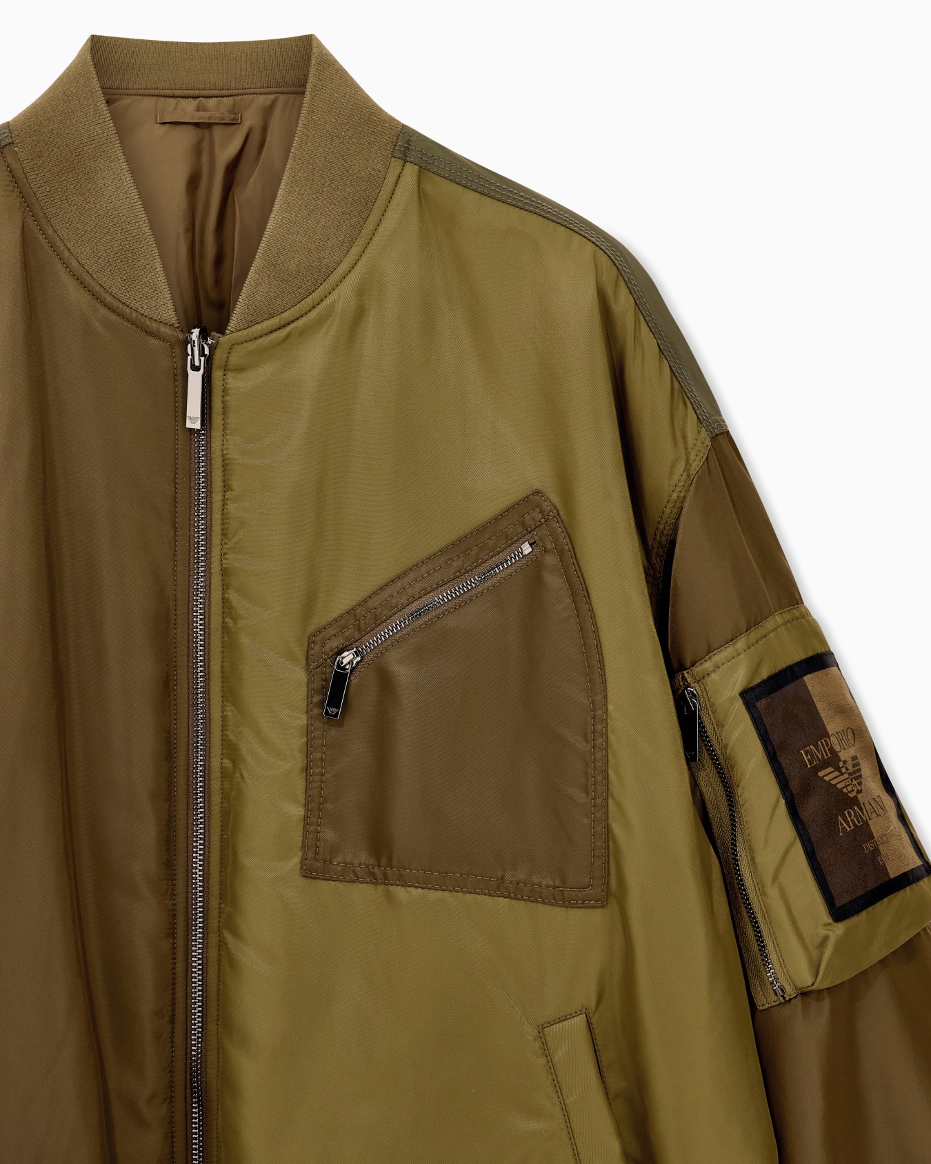Blouson jacket with ribbed trims and zippered sleeve pocket Slide 4
