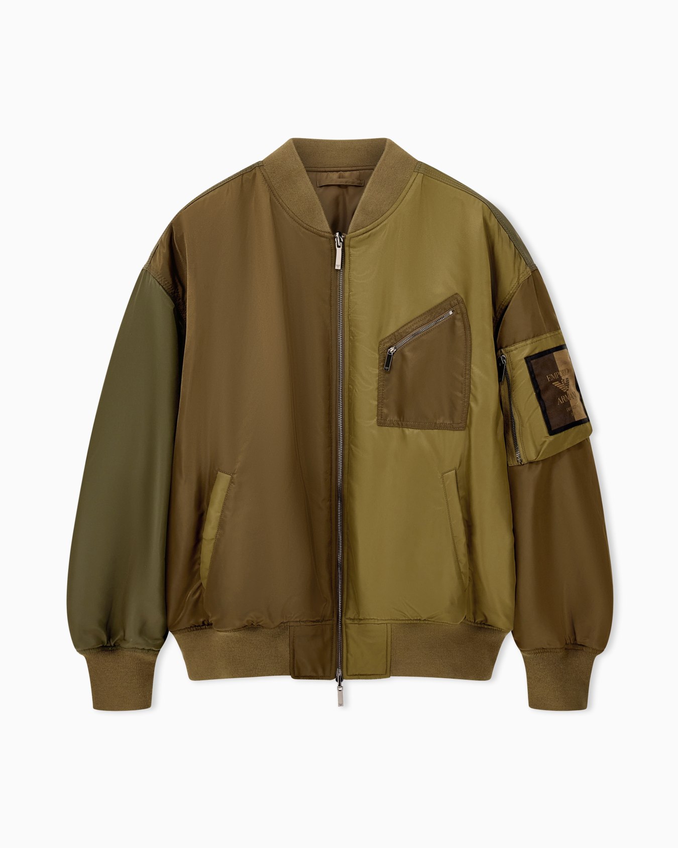 Blouson jacket with ribbed trims and zippered sleeve pocket Slide 0