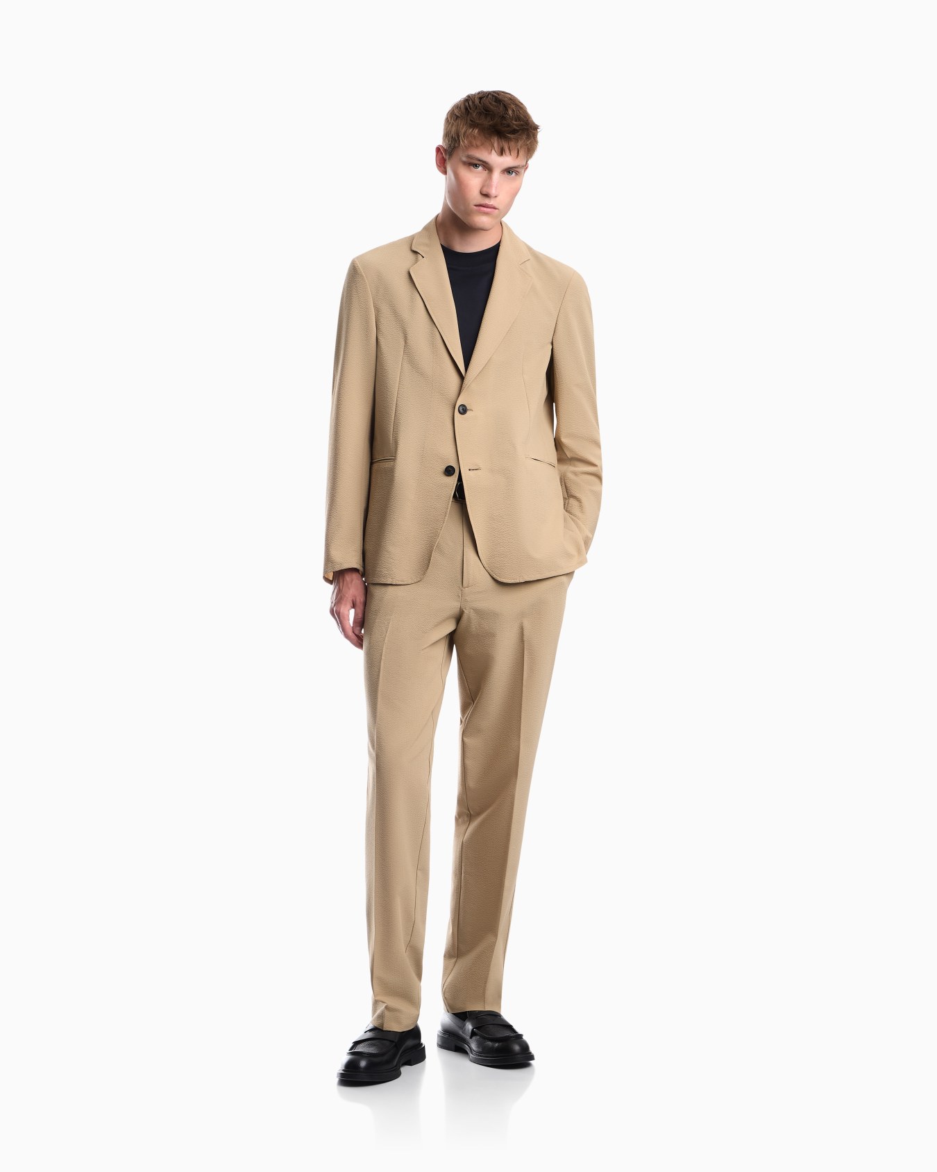 Seersucker trousers with down and feather padding Slide 1