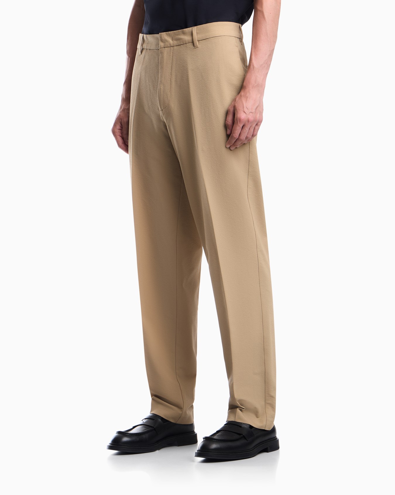 Seersucker trousers with down and feather padding Slide 3