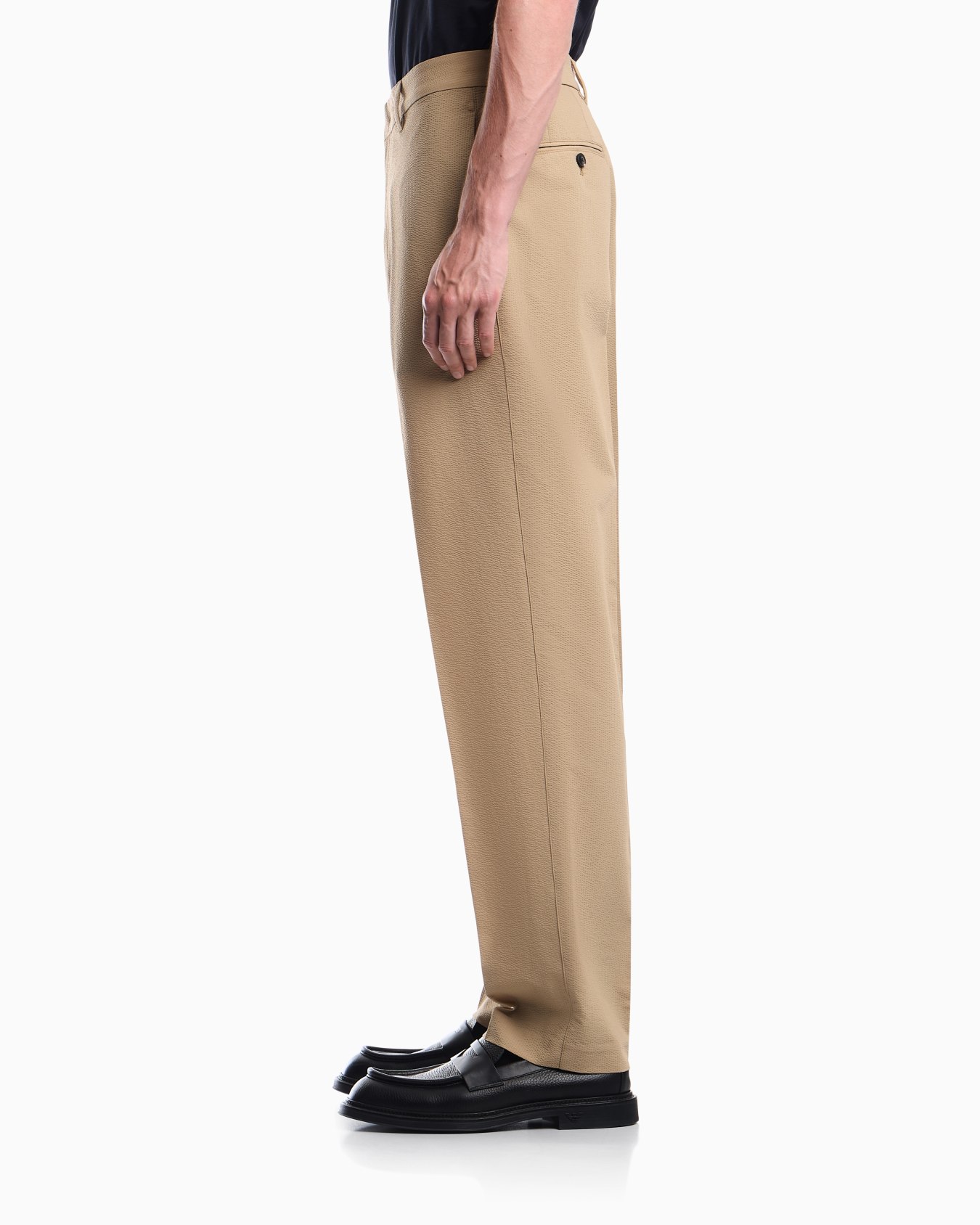 Seersucker trousers with down and feather padding Slide 7