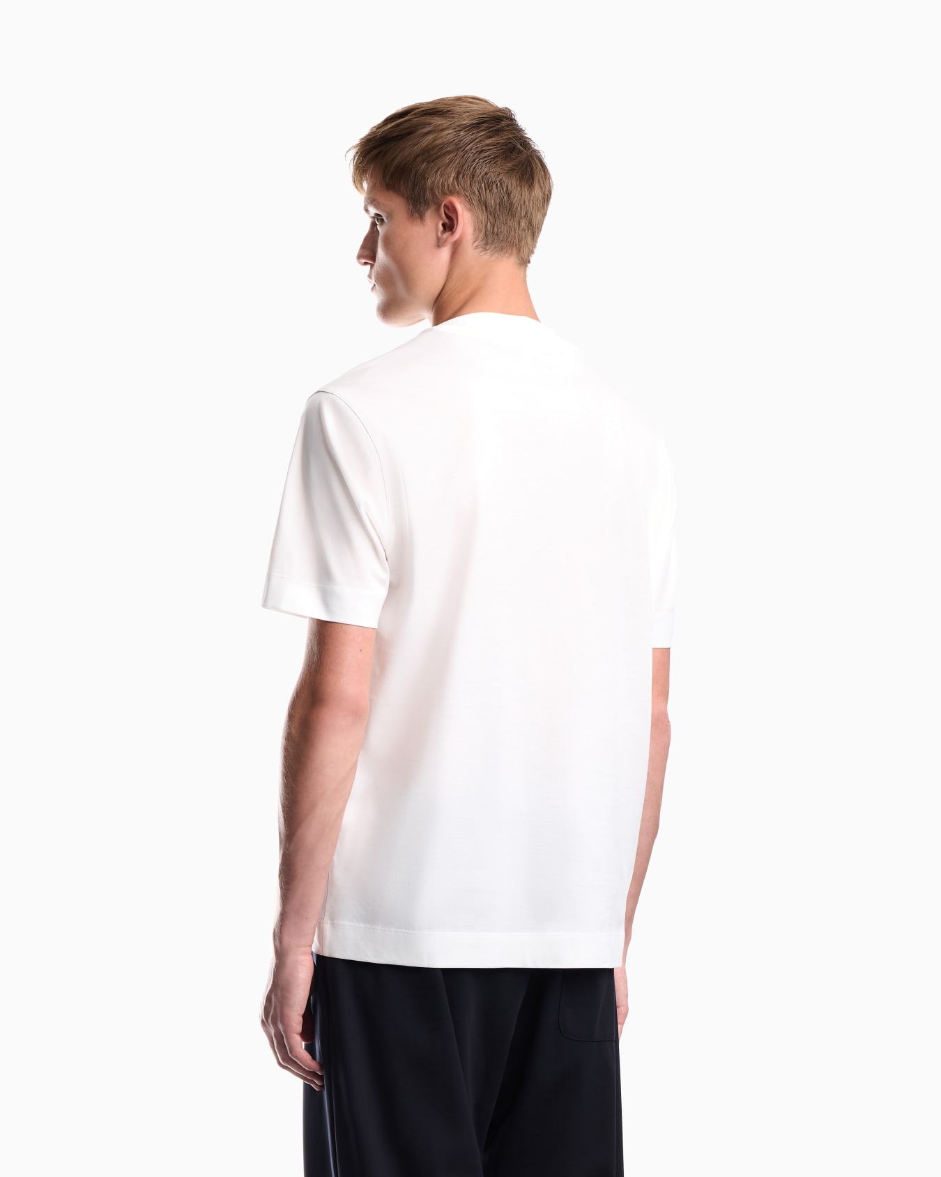 Jersey T-shirt with micro eagle embroidery Slide 5