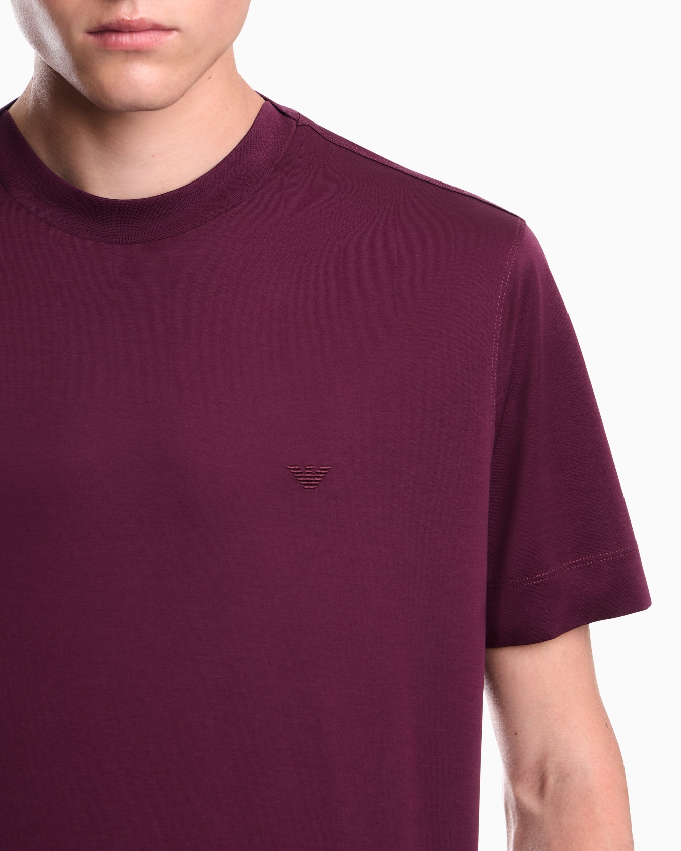 Jersey T-shirt with micro eagle embroidery Slide 6
