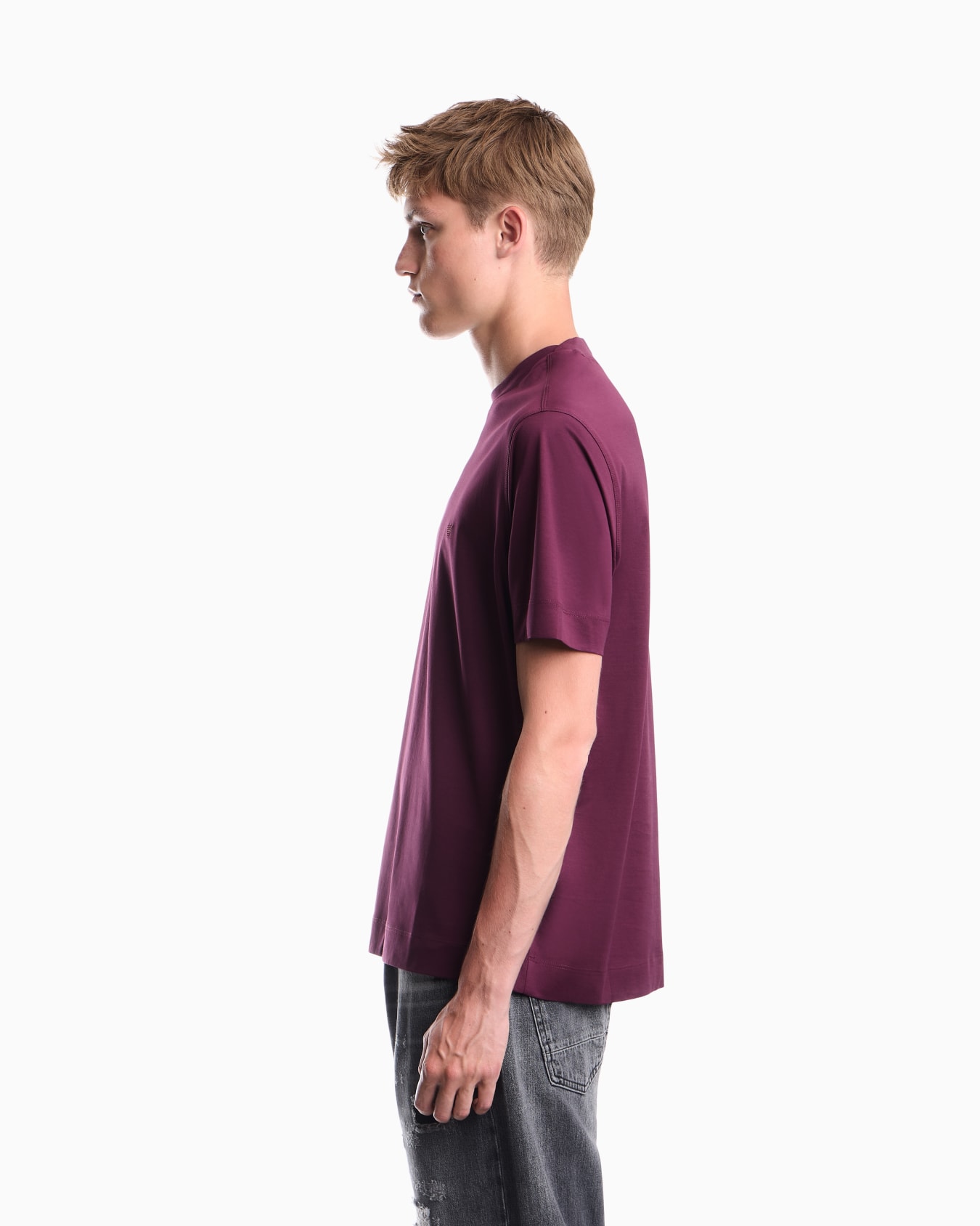 Jersey T-shirt with micro eagle embroidery Slide 7