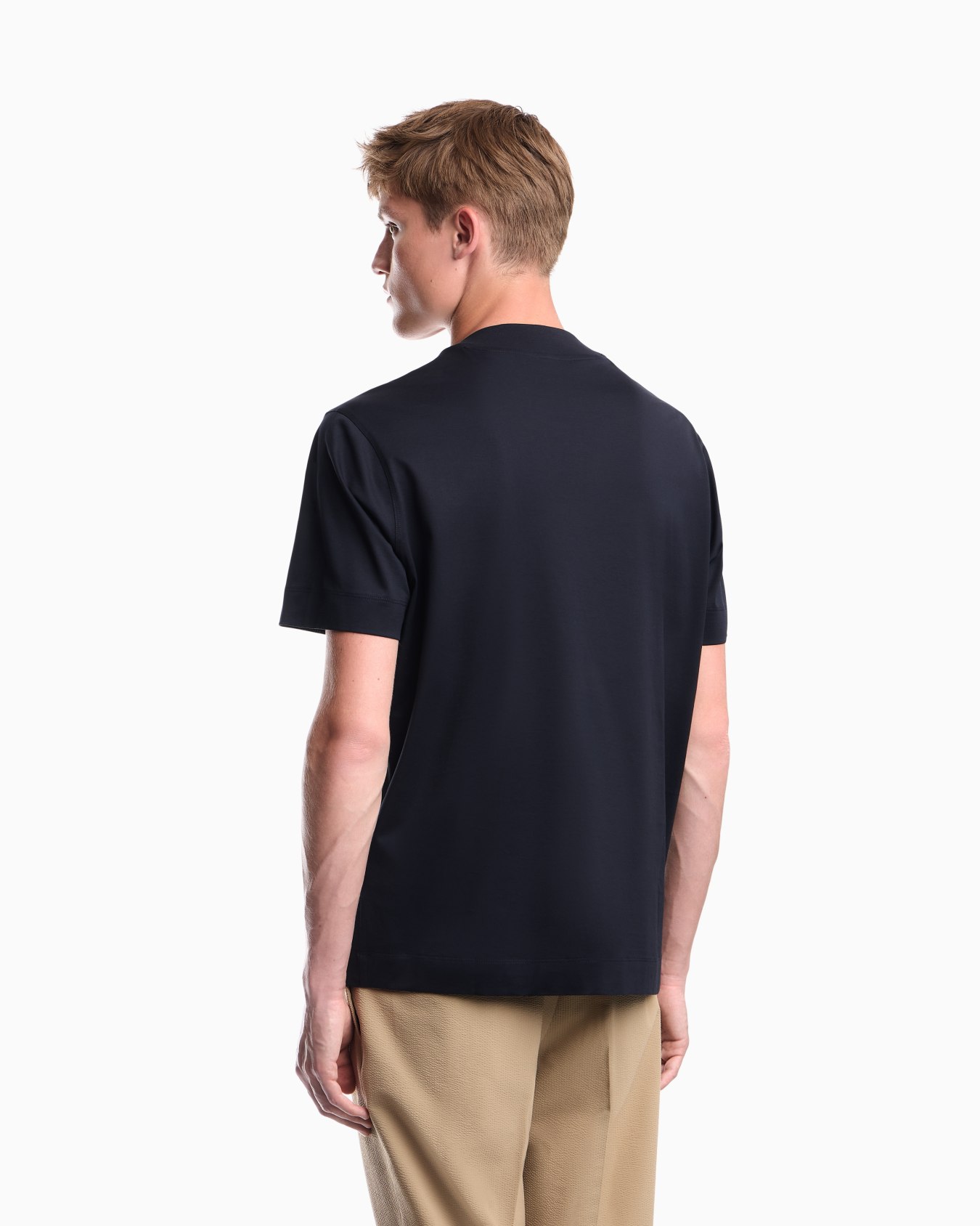 Jersey T-shirt with micro eagle embroidery Slide 5