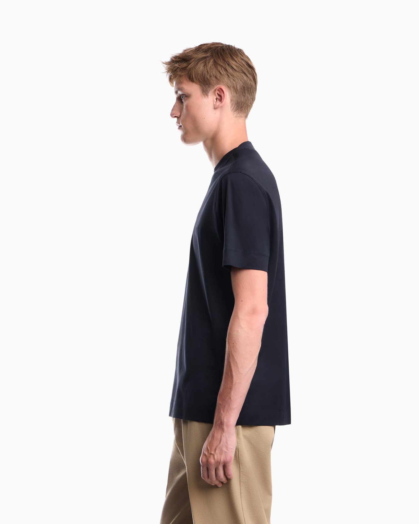 Jersey T-shirt with micro eagle embroidery Slide 7