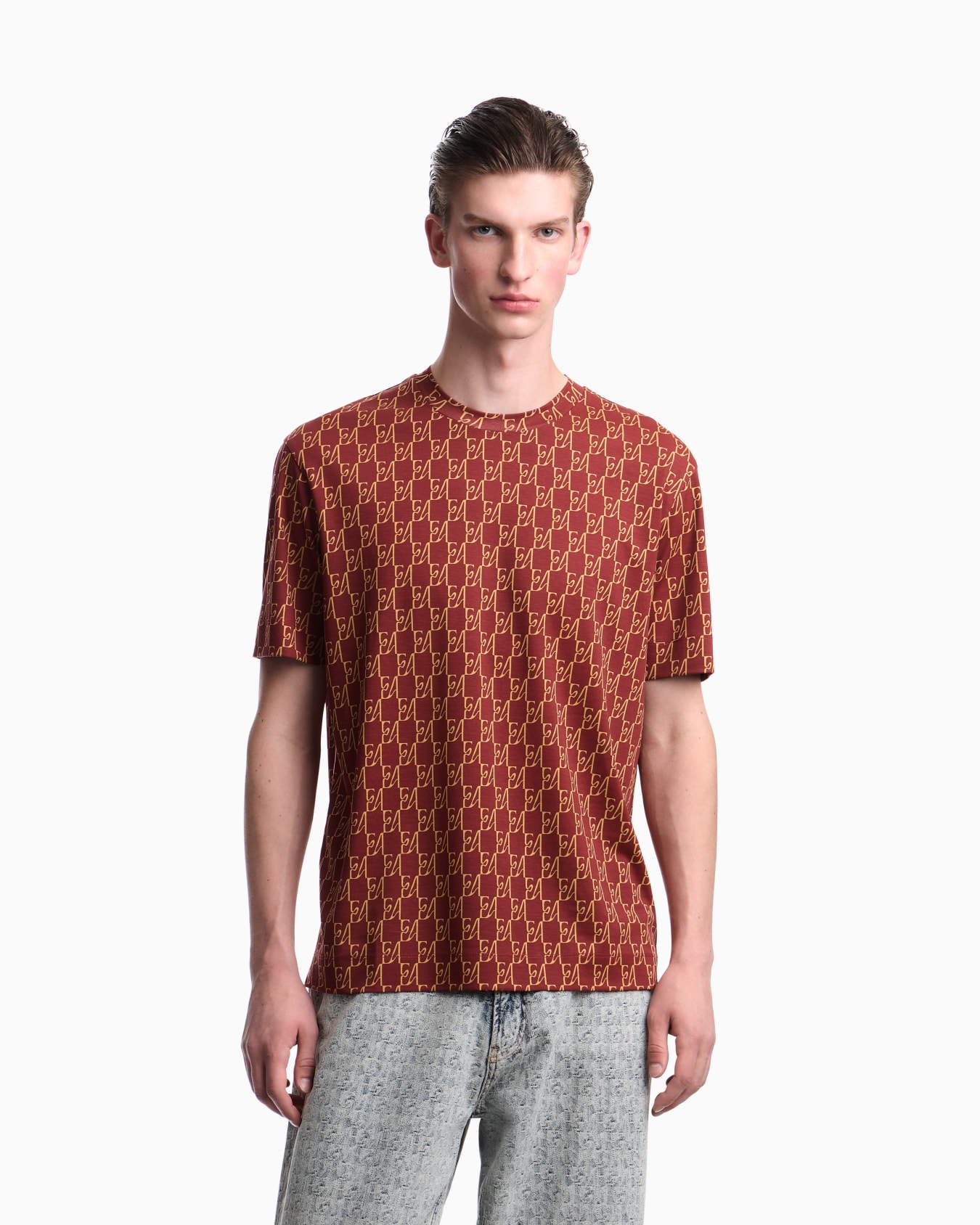 T-shirt coupe classique en jersey de lyocell et coton Diapositive 3