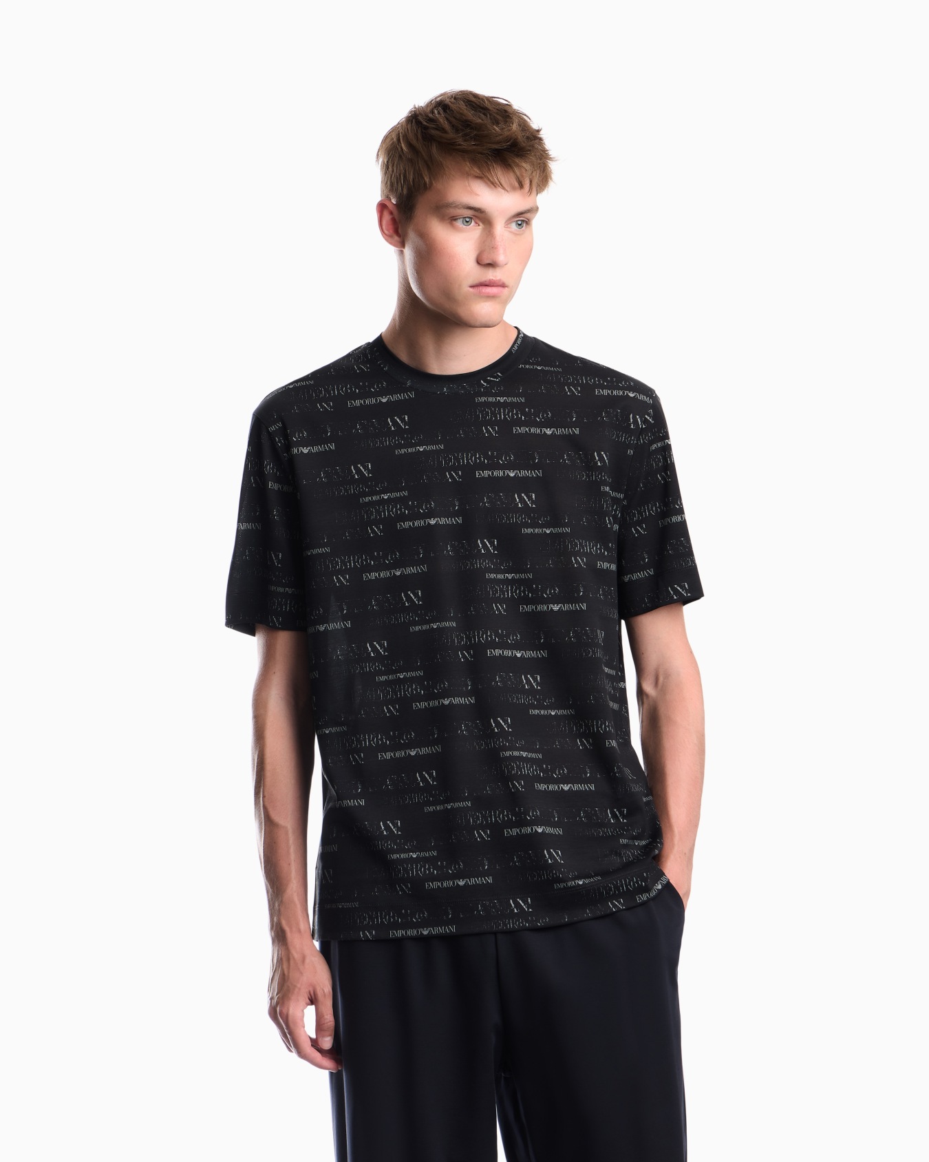 Jersey T-shirt in lyocell blend with all-over logo print Slide 3