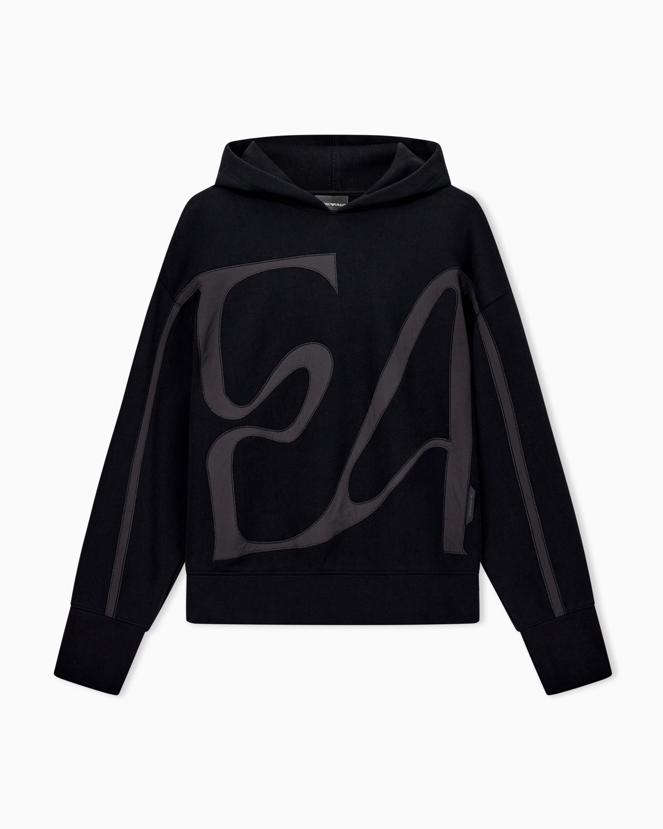 French terry jersey hoodie with oversized ea embroidery Slide 0