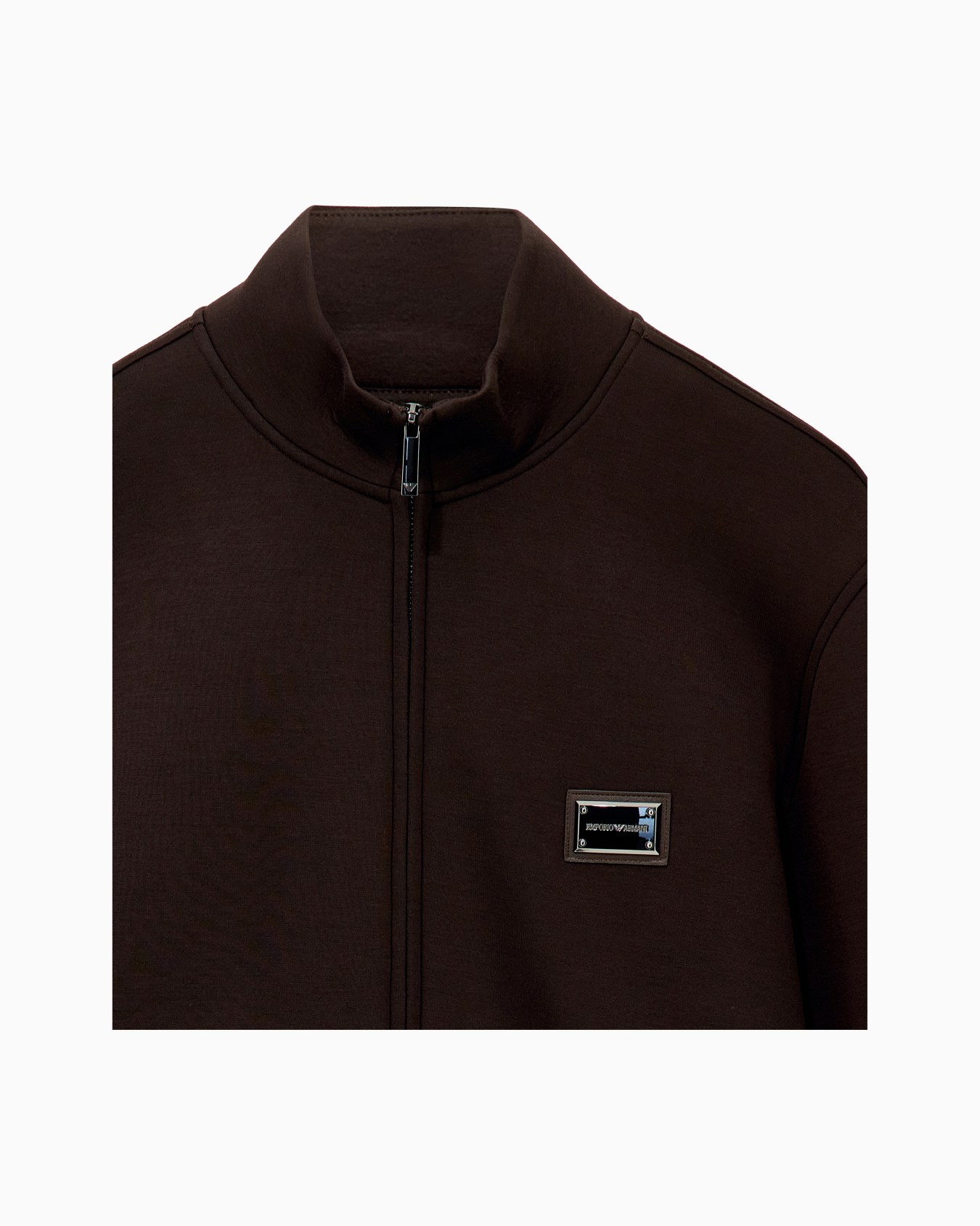 Sweatshirt in modal fleece with full zip and logo patch Slide 1