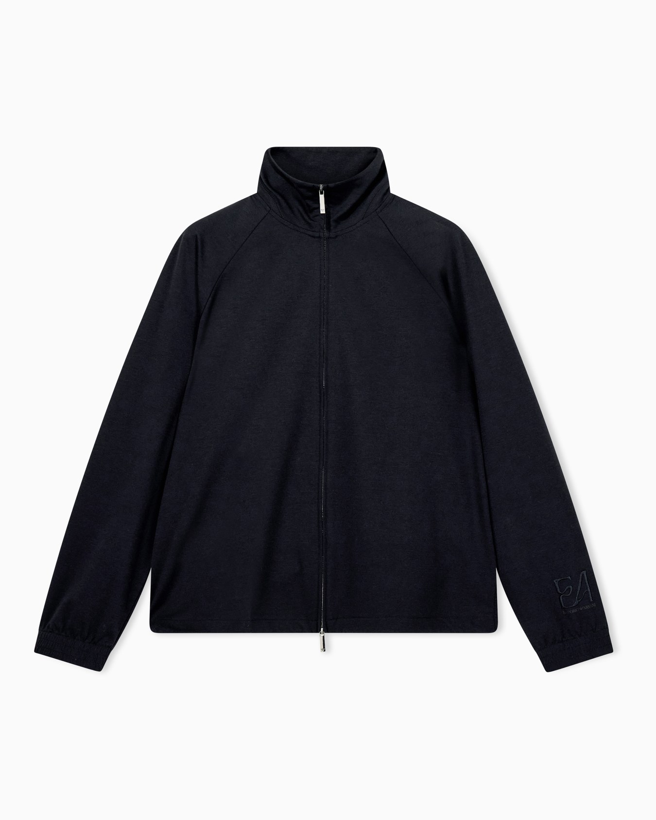 Sweatshirt in interlock jersey with high collar and zip Slide 0