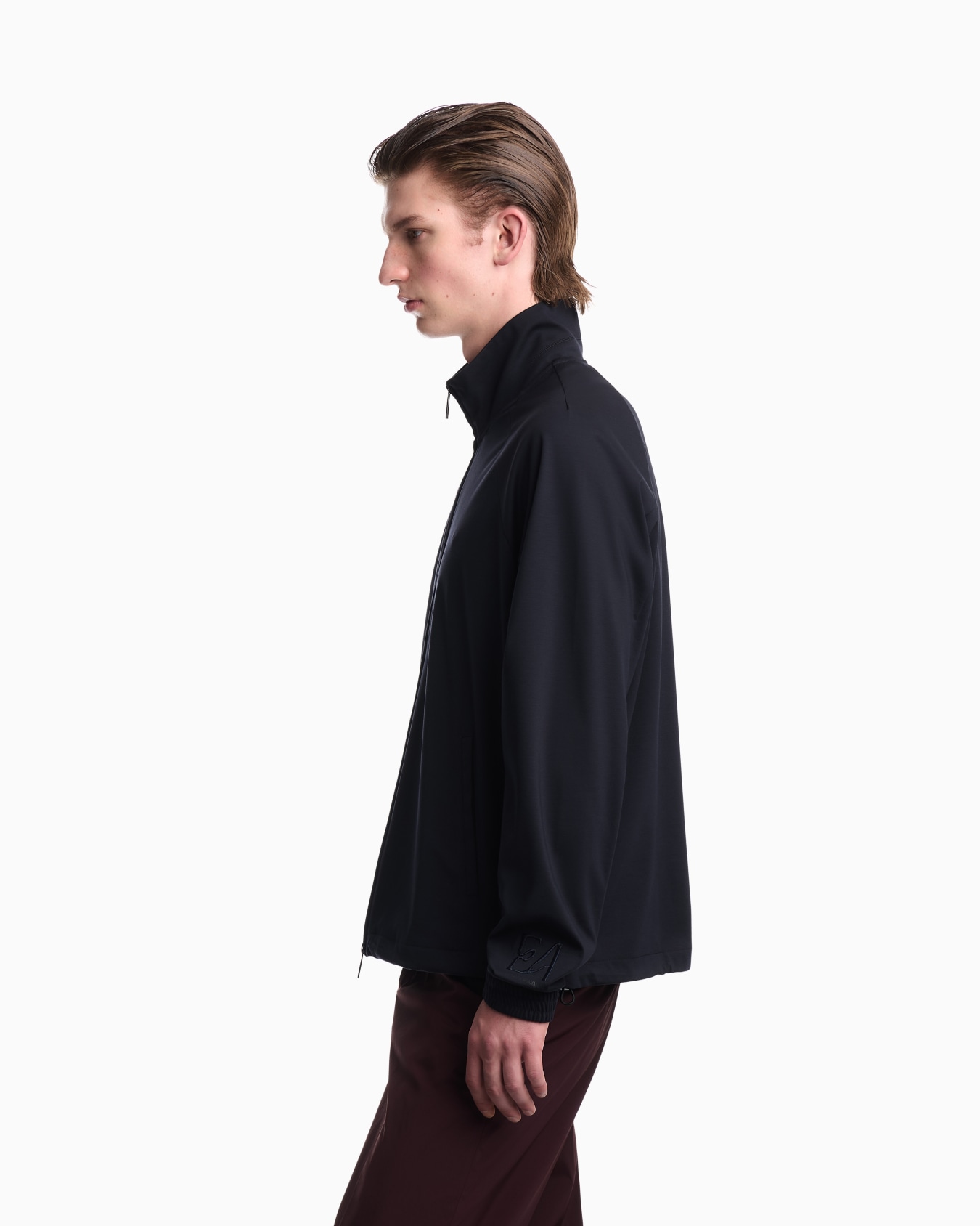 Sweatshirt in interlock jersey with high collar and zip Slide 7