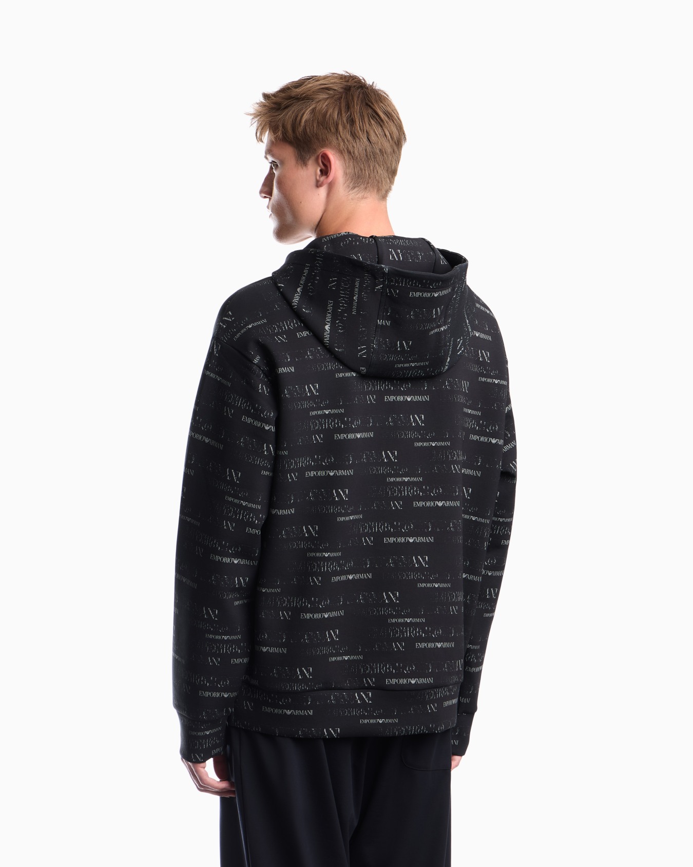 Double jersey hoodie with all-over logo print Slide 5