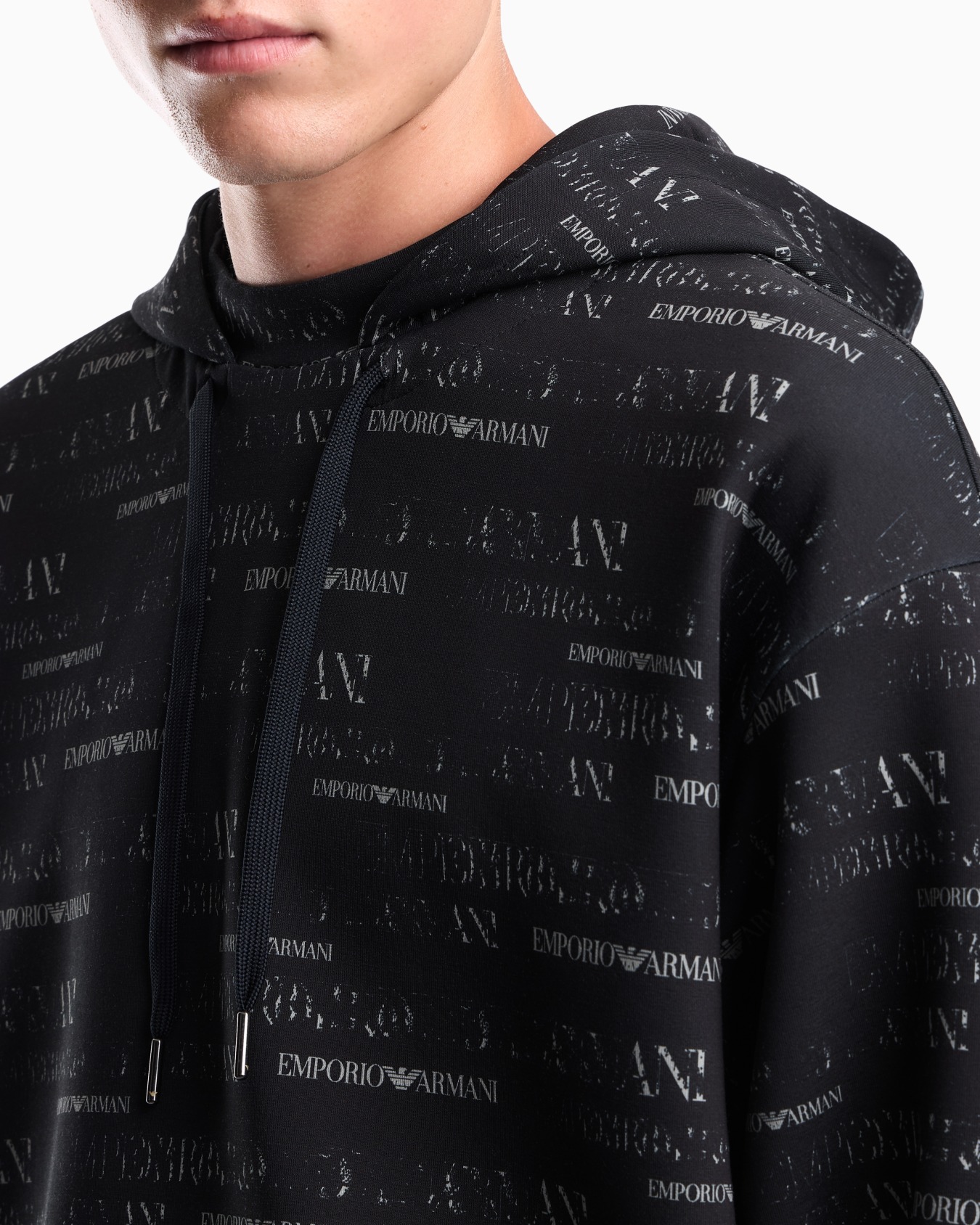 Double jersey hoodie with all-over logo print Slide 6