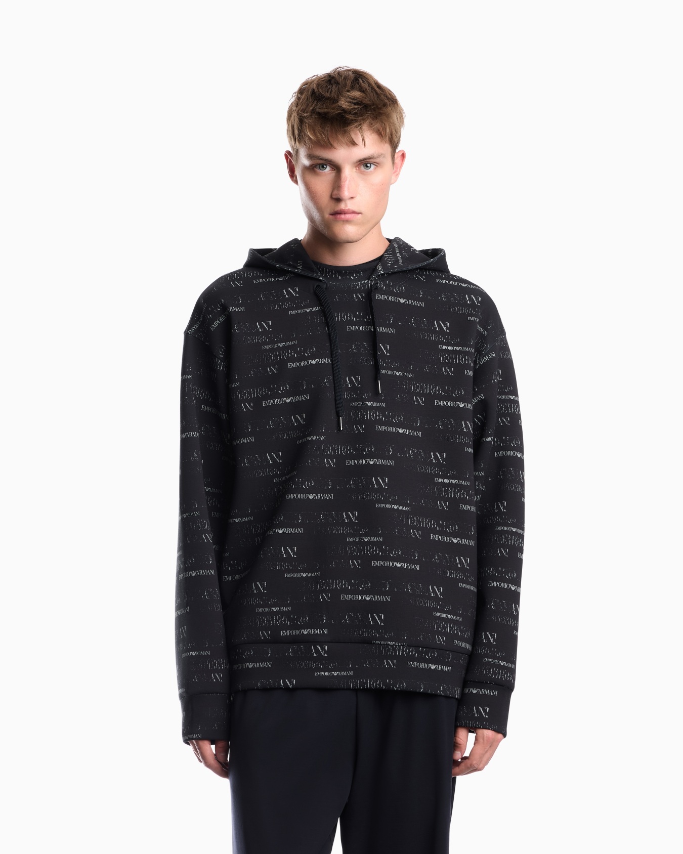 Double jersey hoodie with all-over logo print Slide 3