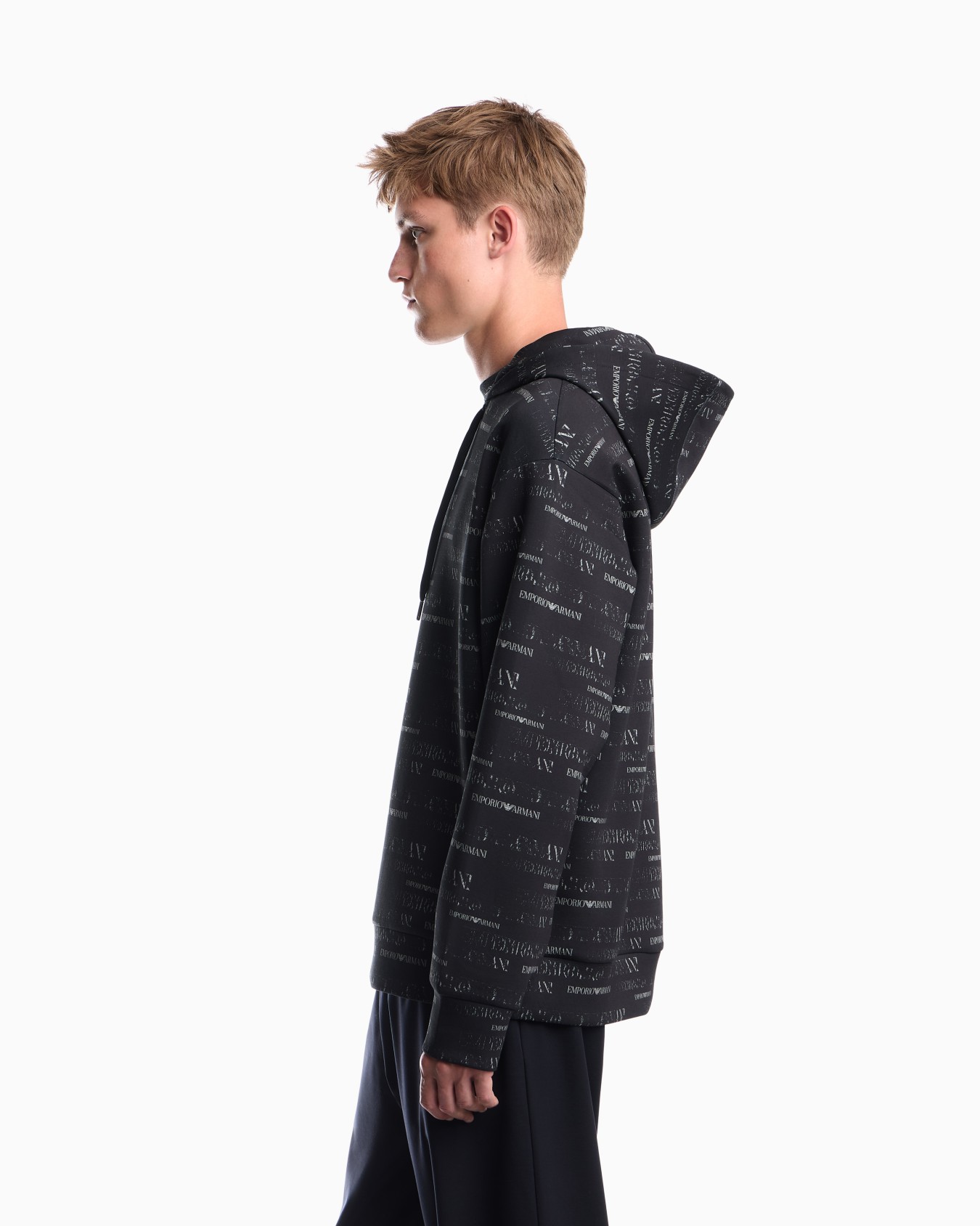 Double jersey hoodie with all-over logo print Slide 7