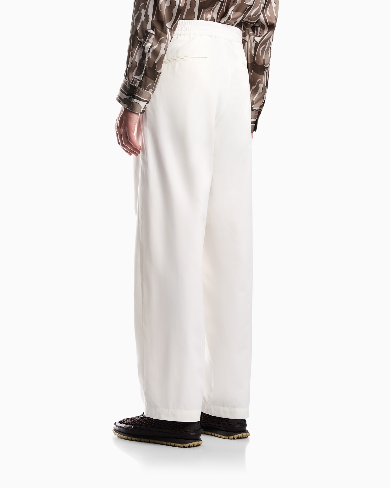 Regular fit cotton poplin trousers with elasticated waist Slide 5