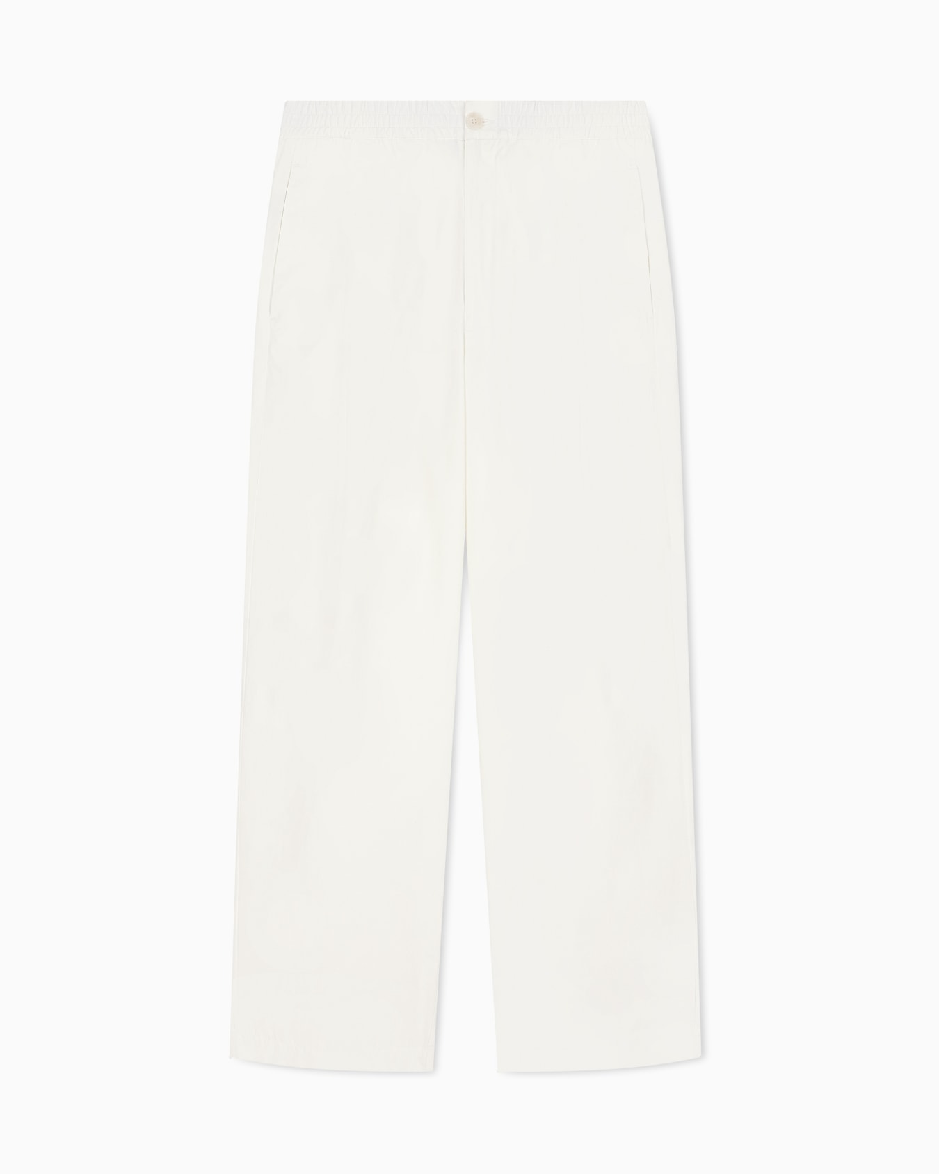 Regular fit cotton poplin trousers with elasticated waist Slide 0