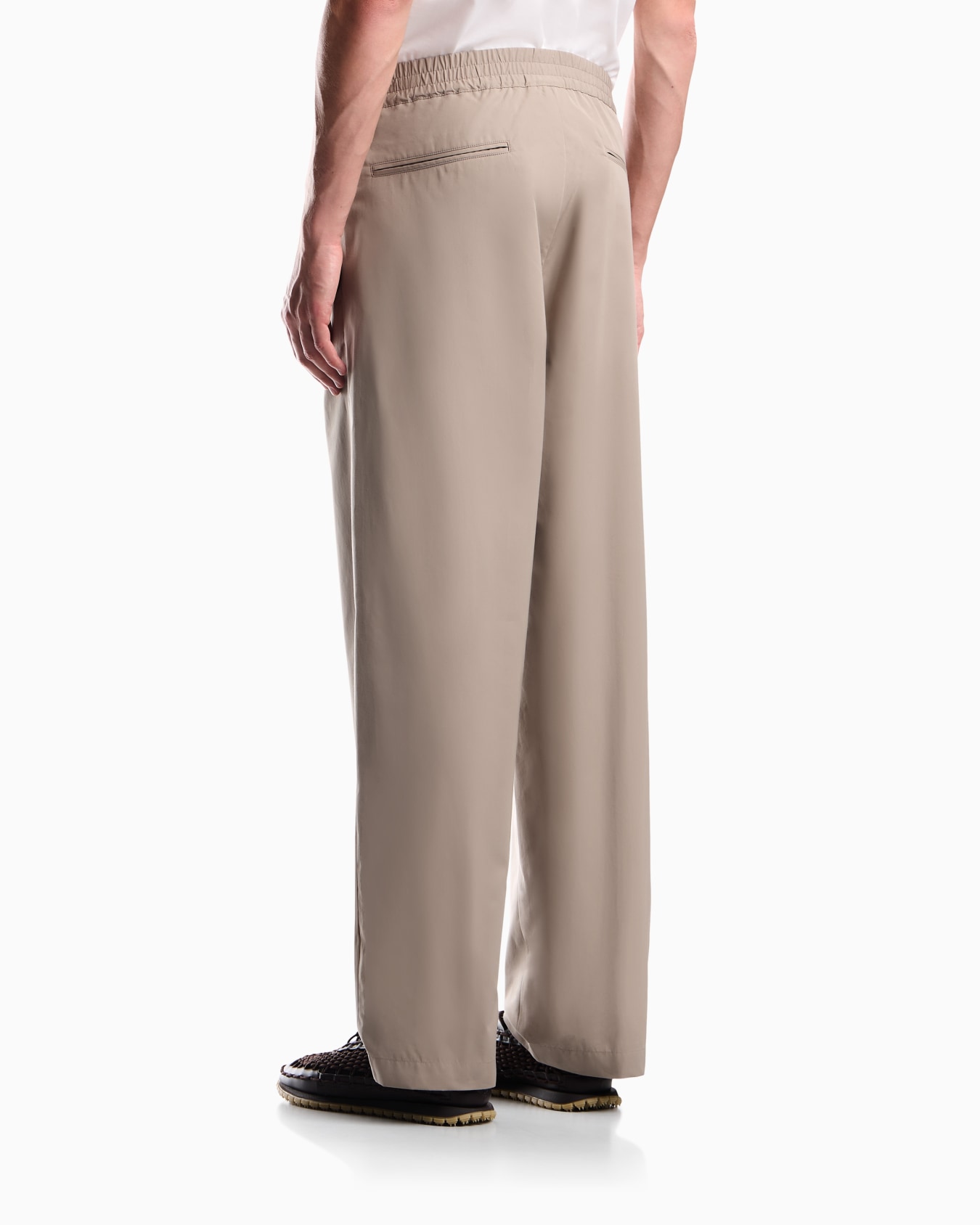 Regular fit cotton poplin trousers with elasticated waist Slide 5