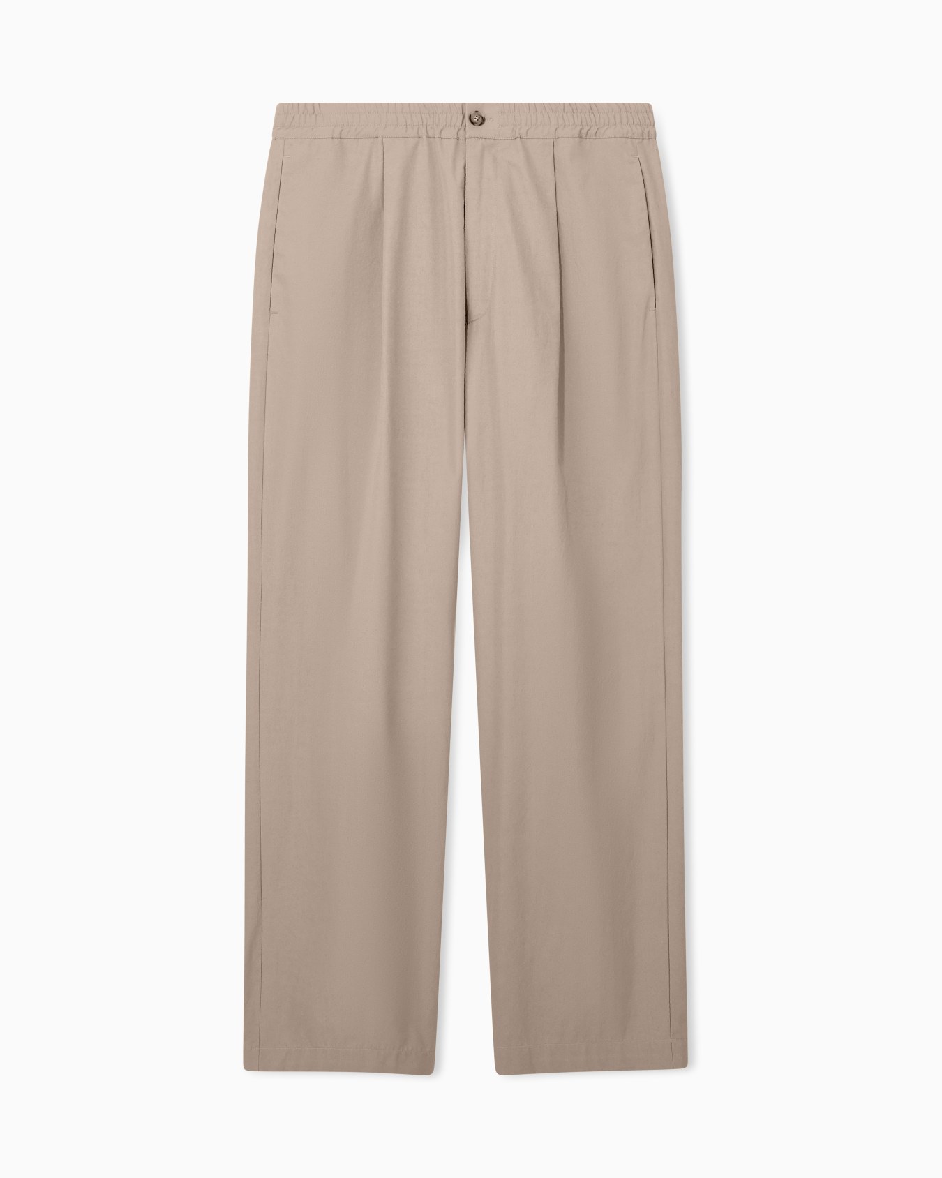 Regular fit cotton poplin trousers with elasticated waist Slide 0
