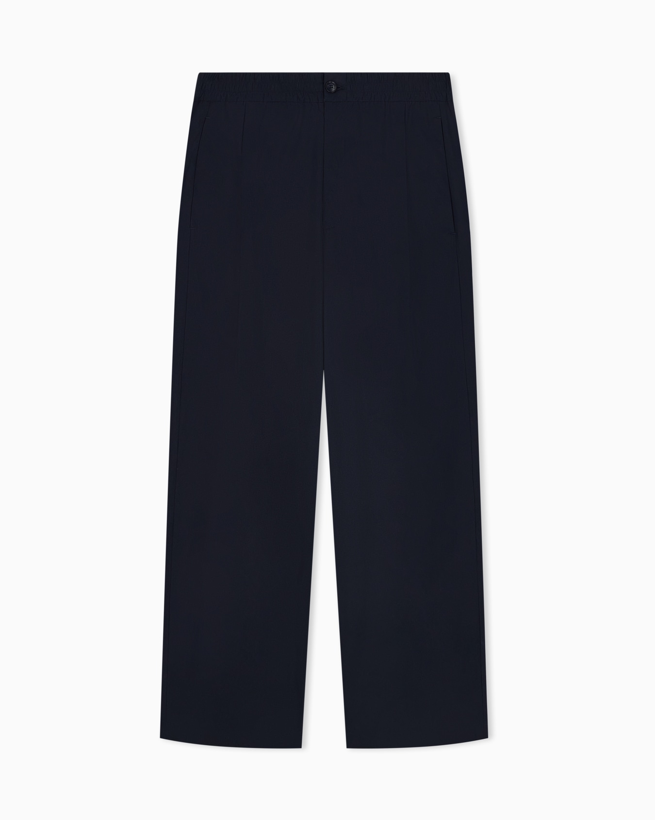Regular fit cotton poplin trousers with elasticated waist Slide 0