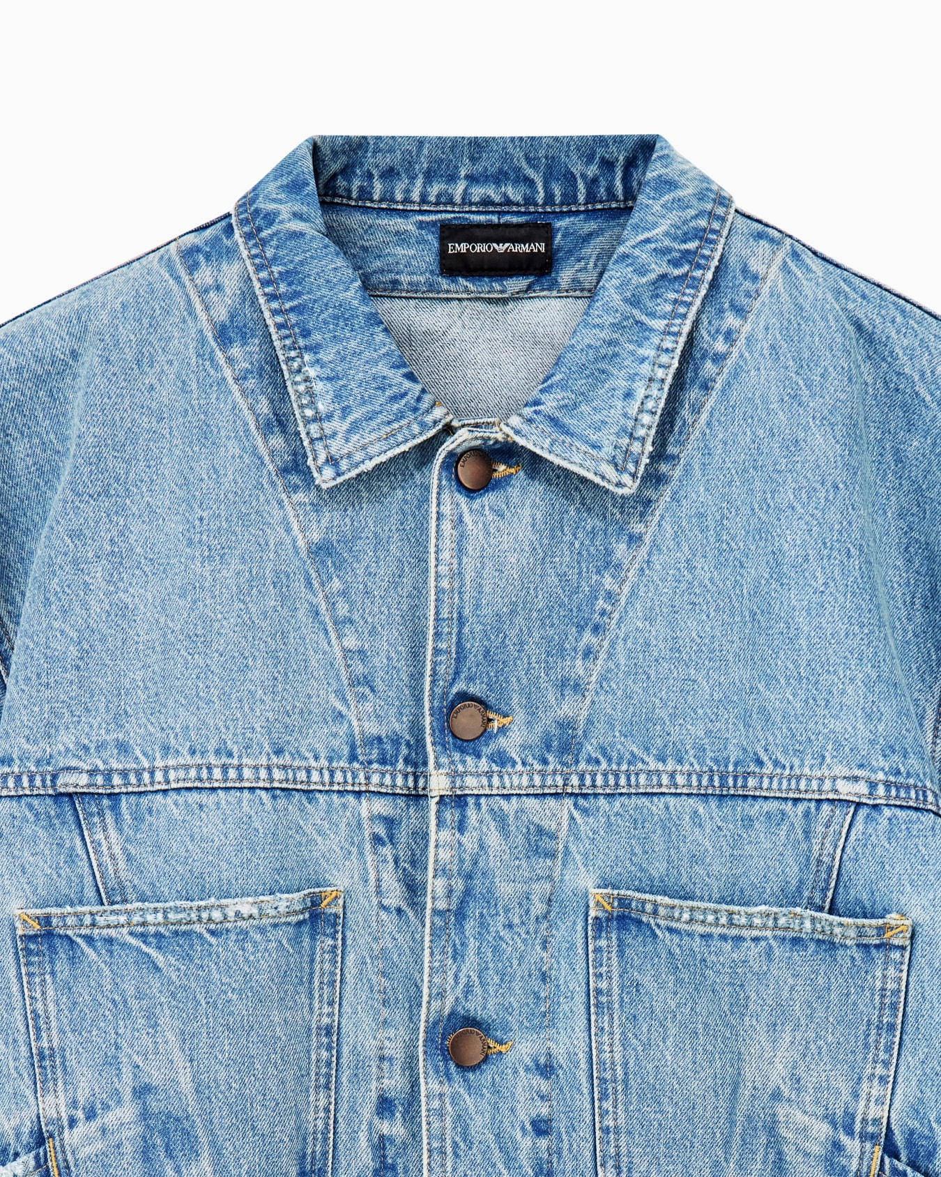 Blouson en denim de coton délavé avec boutons en métal Diapositive 3