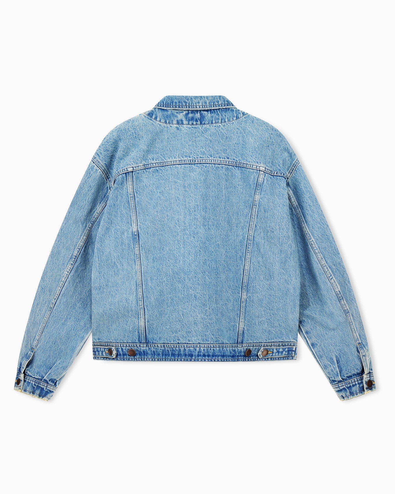Blouson en denim de coton délavé avec boutons en métal Diapositive 1