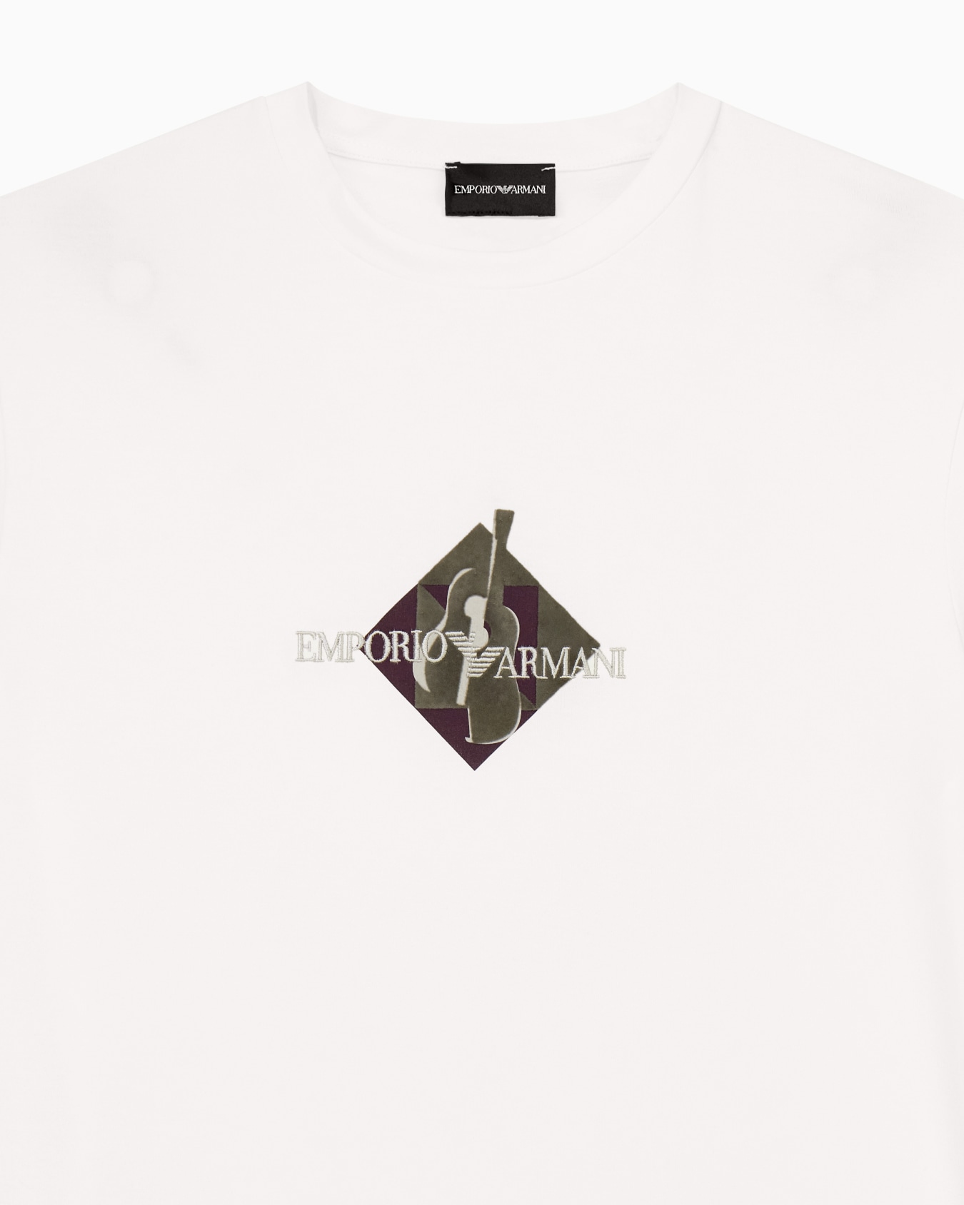 Camiseta de algodón con estampado de guitarra en un rombo Diapositiva 4