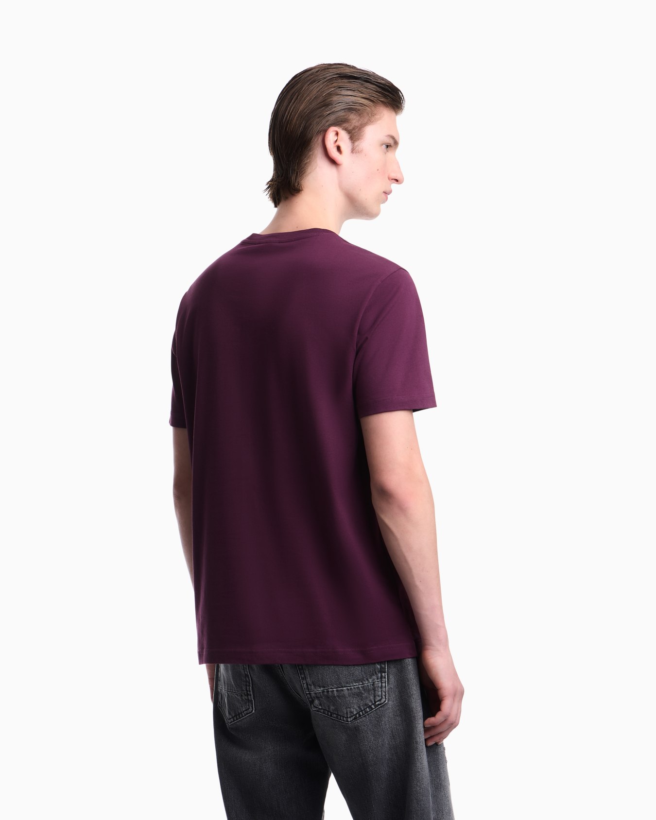 T-shirt girocollo in jersey di cotone con stampa a rombo Slide 5