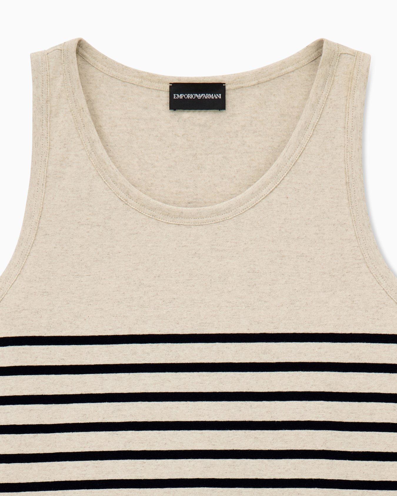 Tank top in cotton and linen jersey with horizontal stripes Slide 2