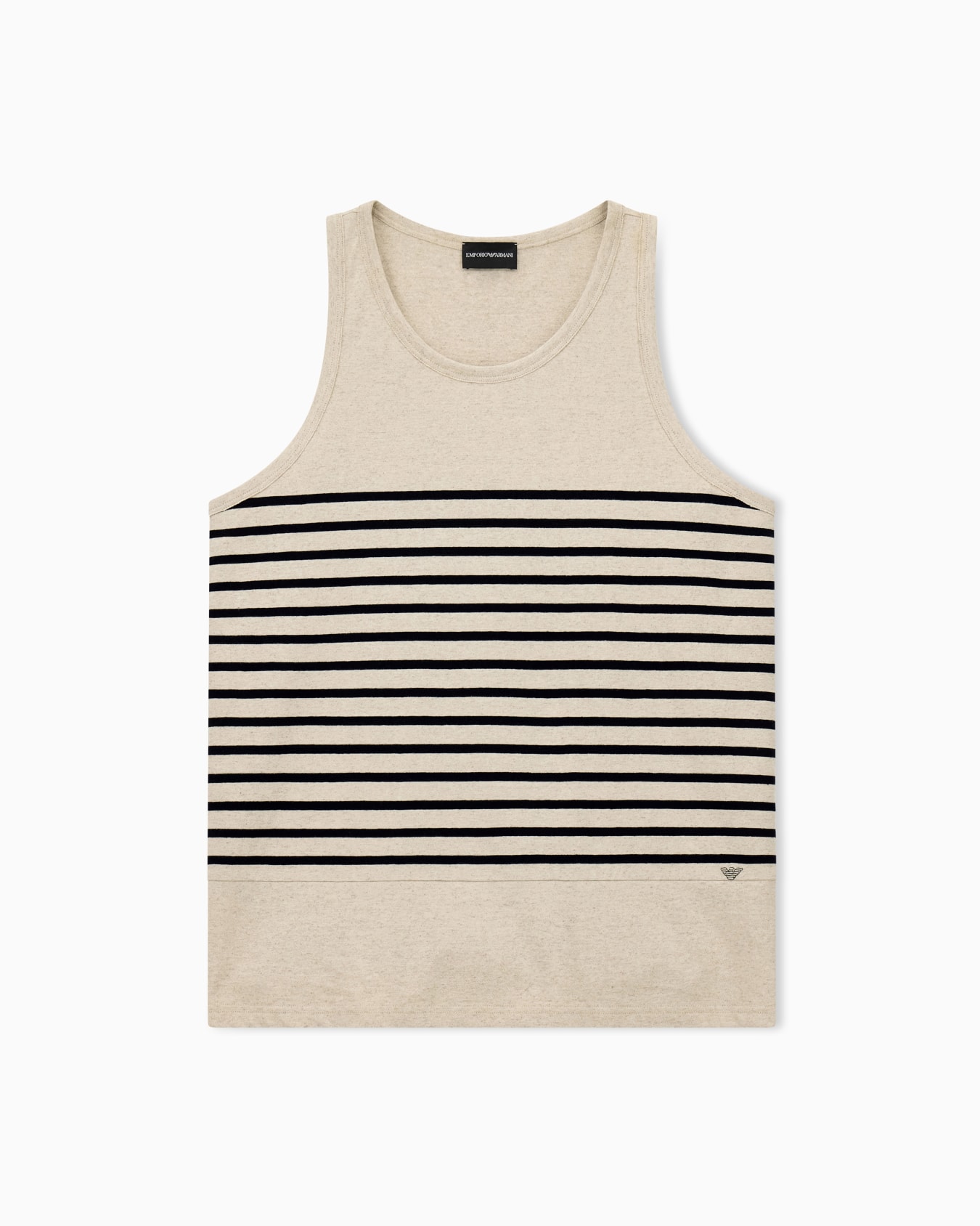 Tank top in cotton and linen jersey with horizontal stripes Slide 0