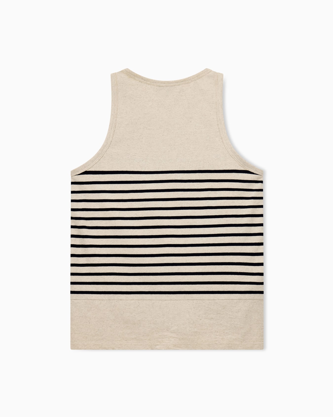 Tank top in cotton and linen jersey with horizontal stripes Slide 1