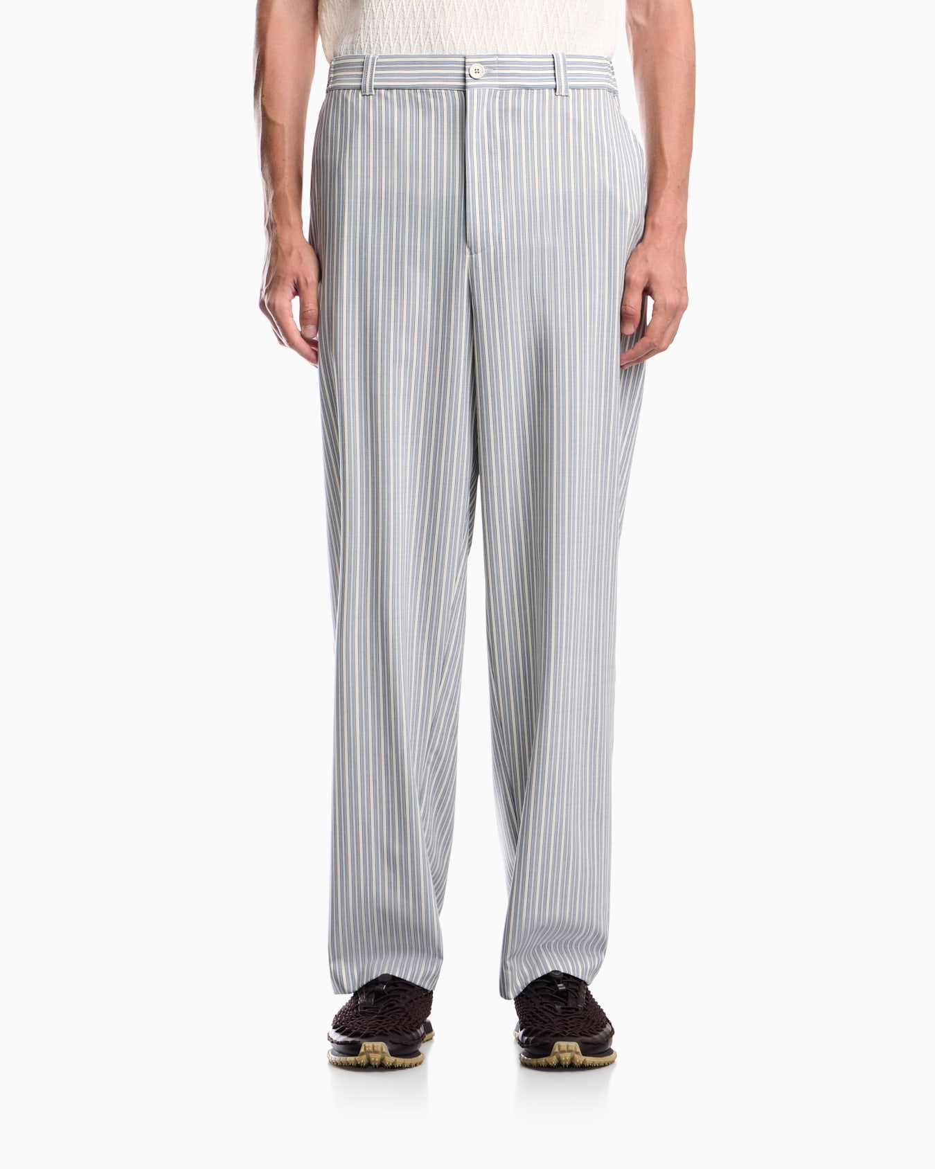 Straight-leg striped trousers in stretch virgin wool Slide 3