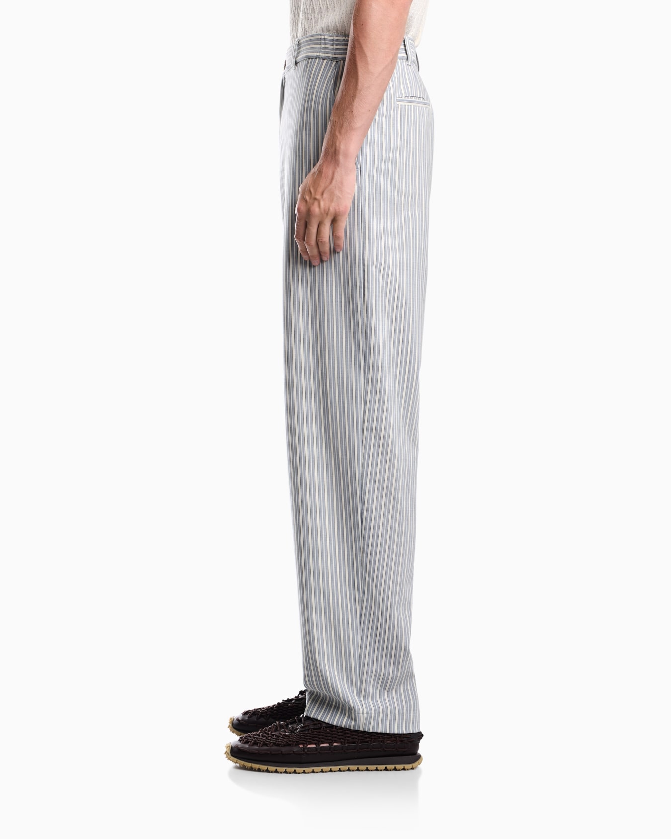 Straight-leg striped trousers in stretch virgin wool Slide 7