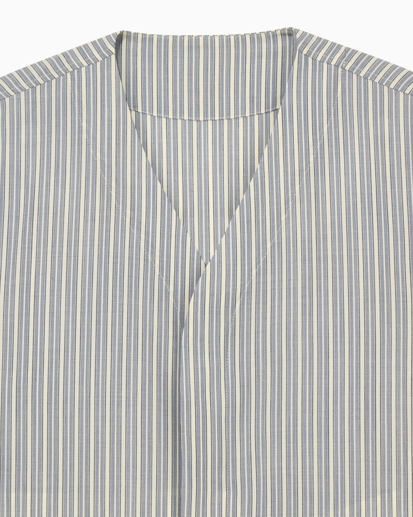 Blouson shirt in striped stretch virgin wool with V-neck Slide 2
