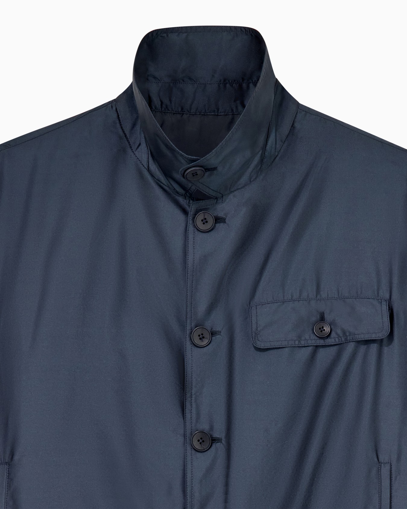 Blouson jacket in satin effect silk with a high collar Slide 2