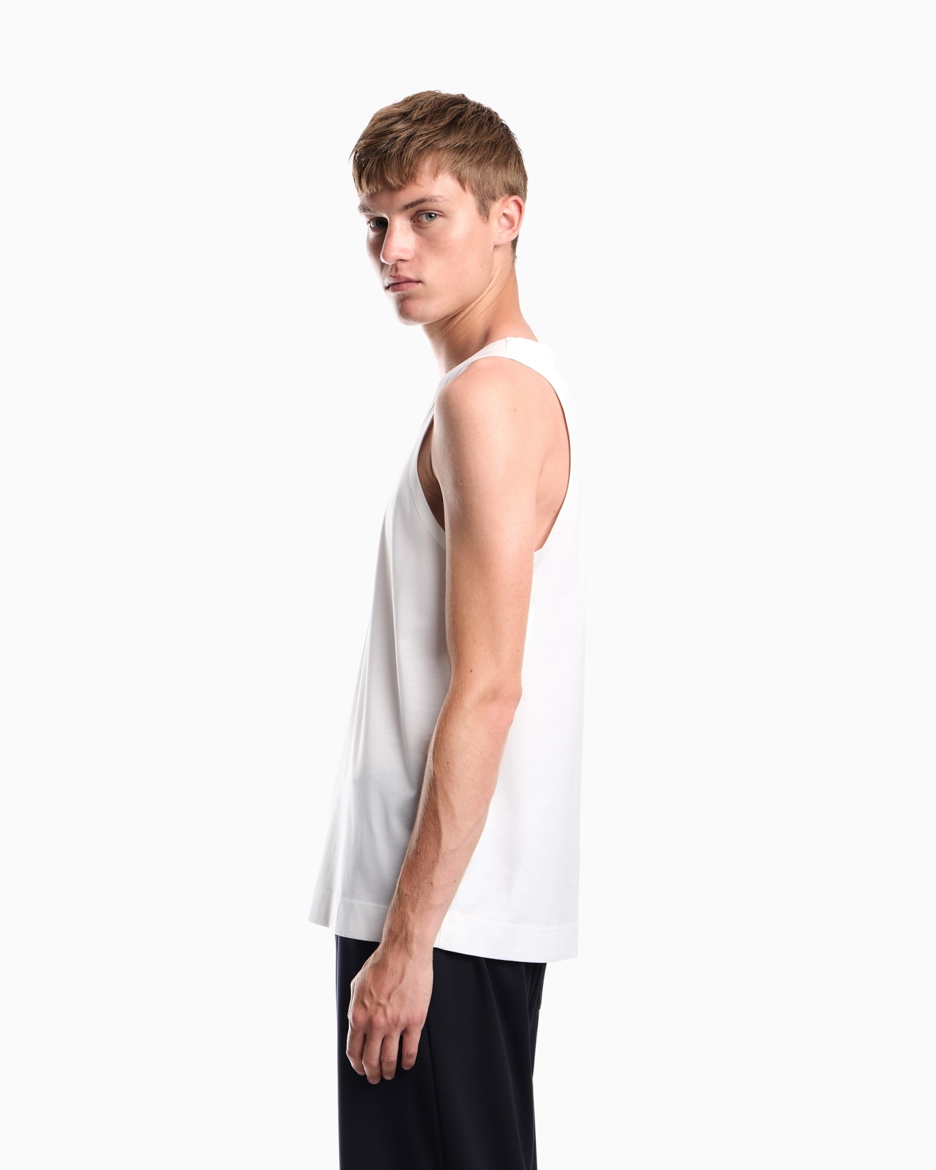 Cotton jersey tank top with an embroidered chest logo Slide 7